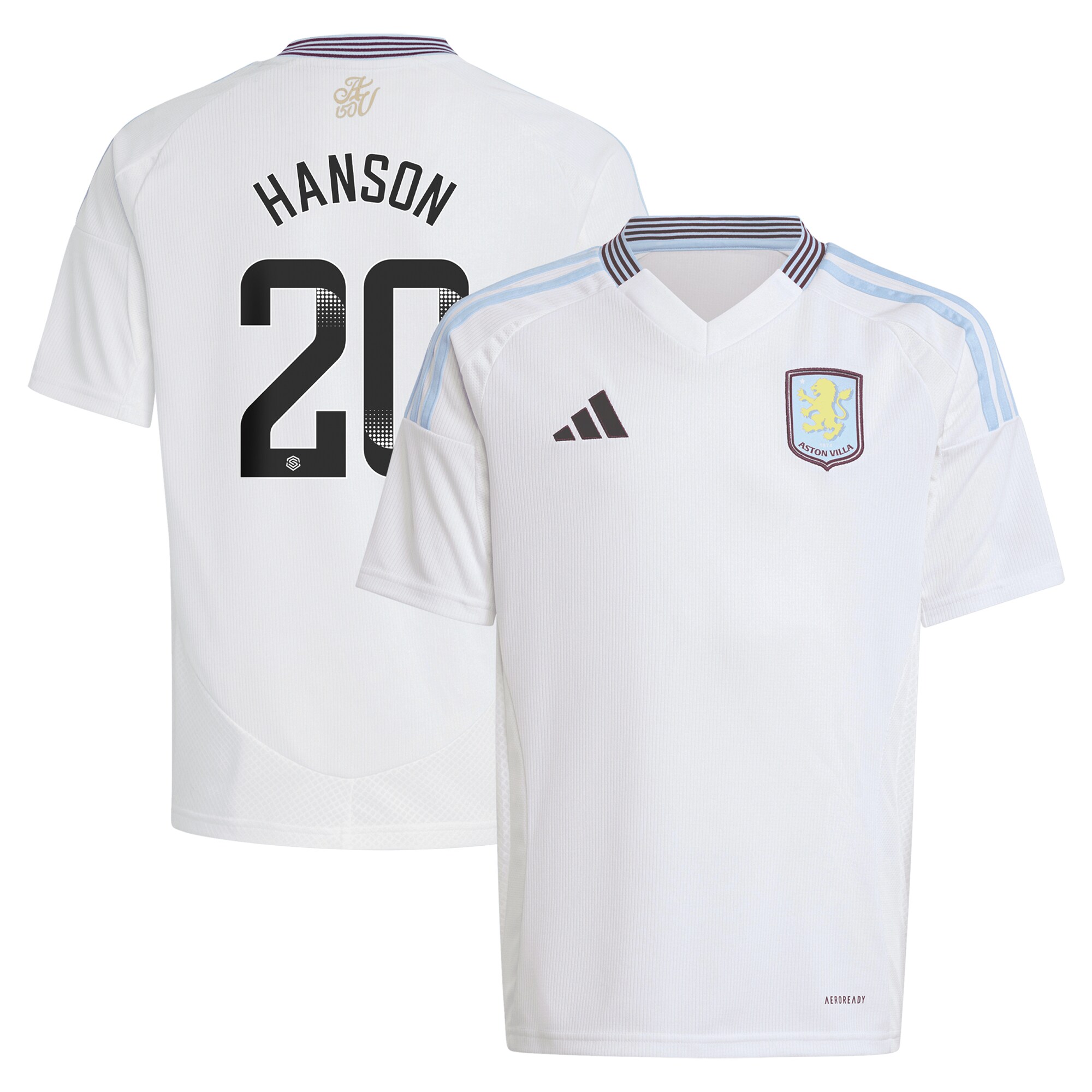 aston villa wsl adidas away shirt 2024-25 – kids with hanson 20 printing Collection | Official Aston Villa Shirts