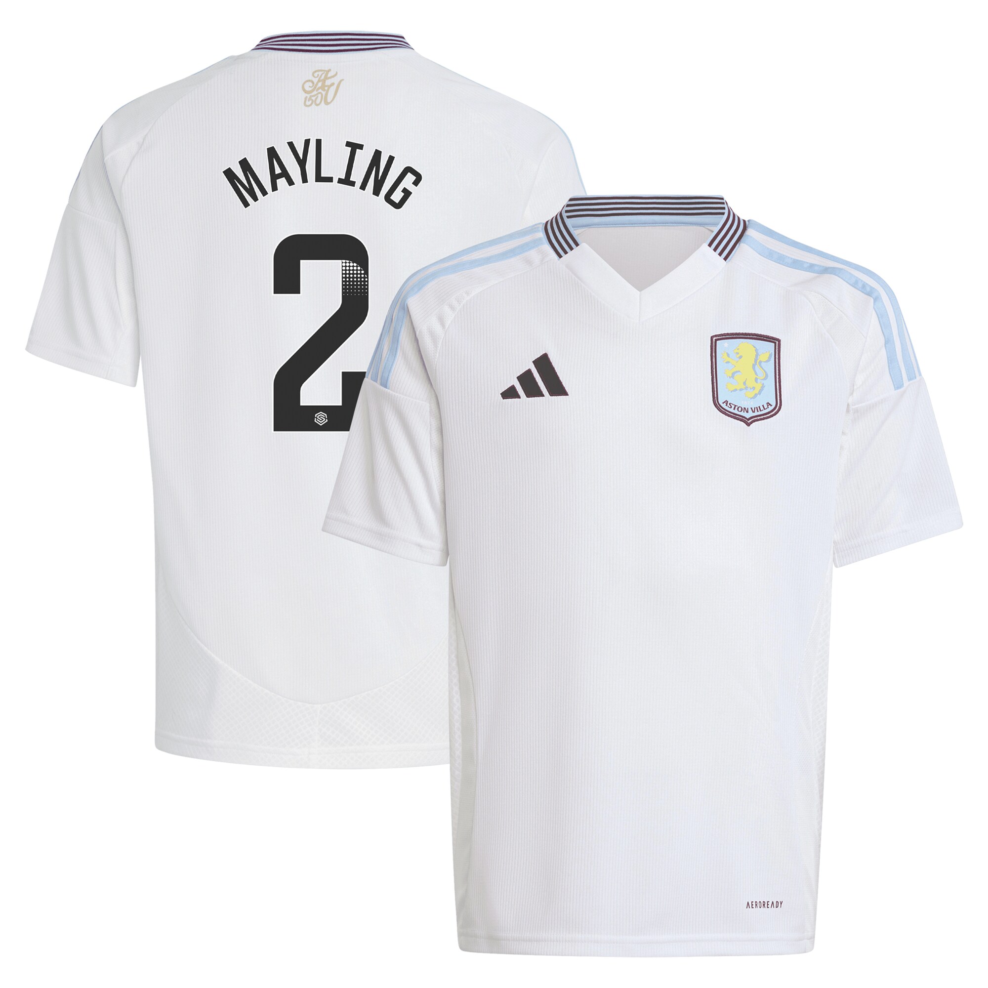 aston villa wsl adidas away shirt 2024-25 – kids with mayling 2 printing Collection | Official Aston Villa Shirts