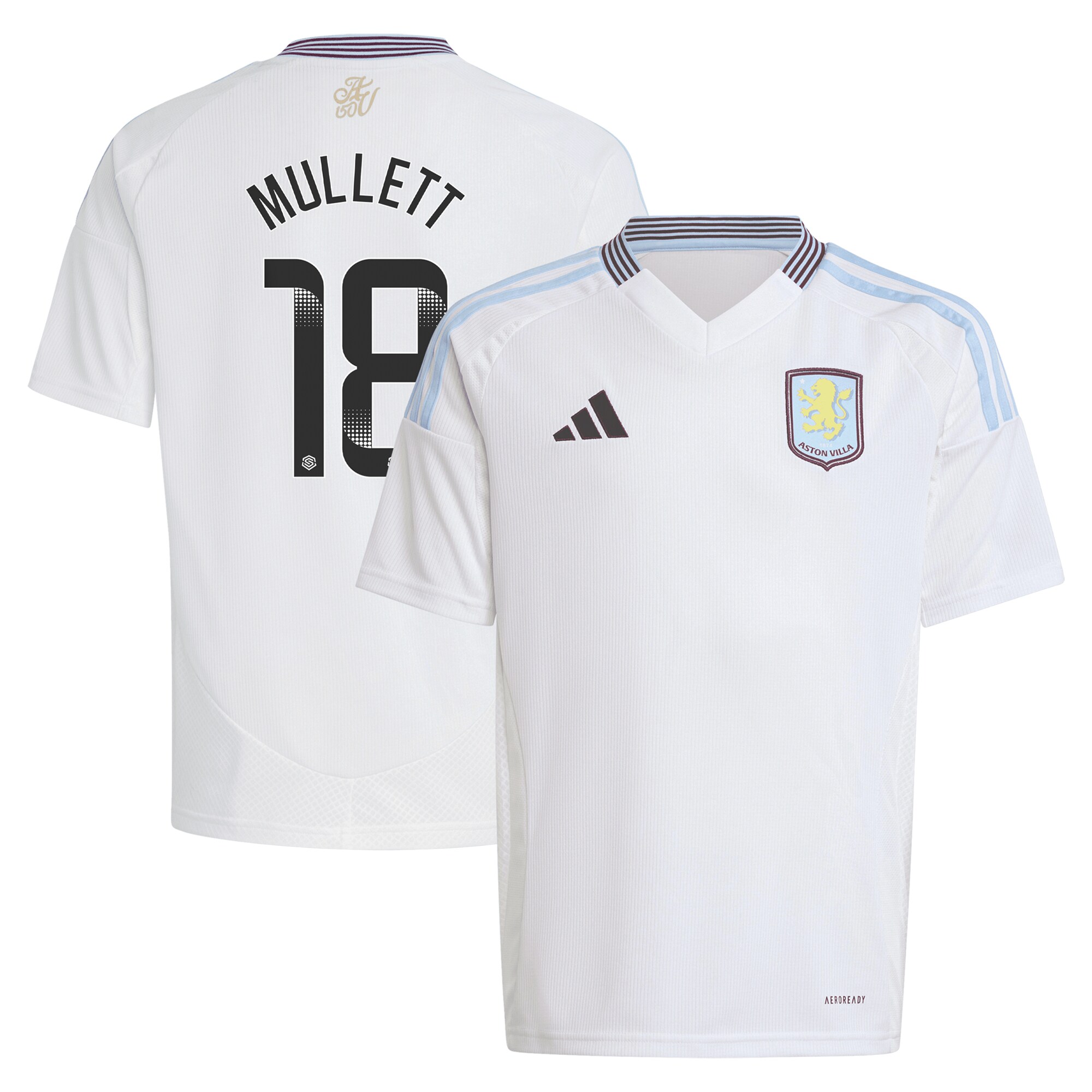 aston villa wsl adidas away shirt 2024-25 – kids with mullett 18 printing Collection | Official Aston Villa Shirts