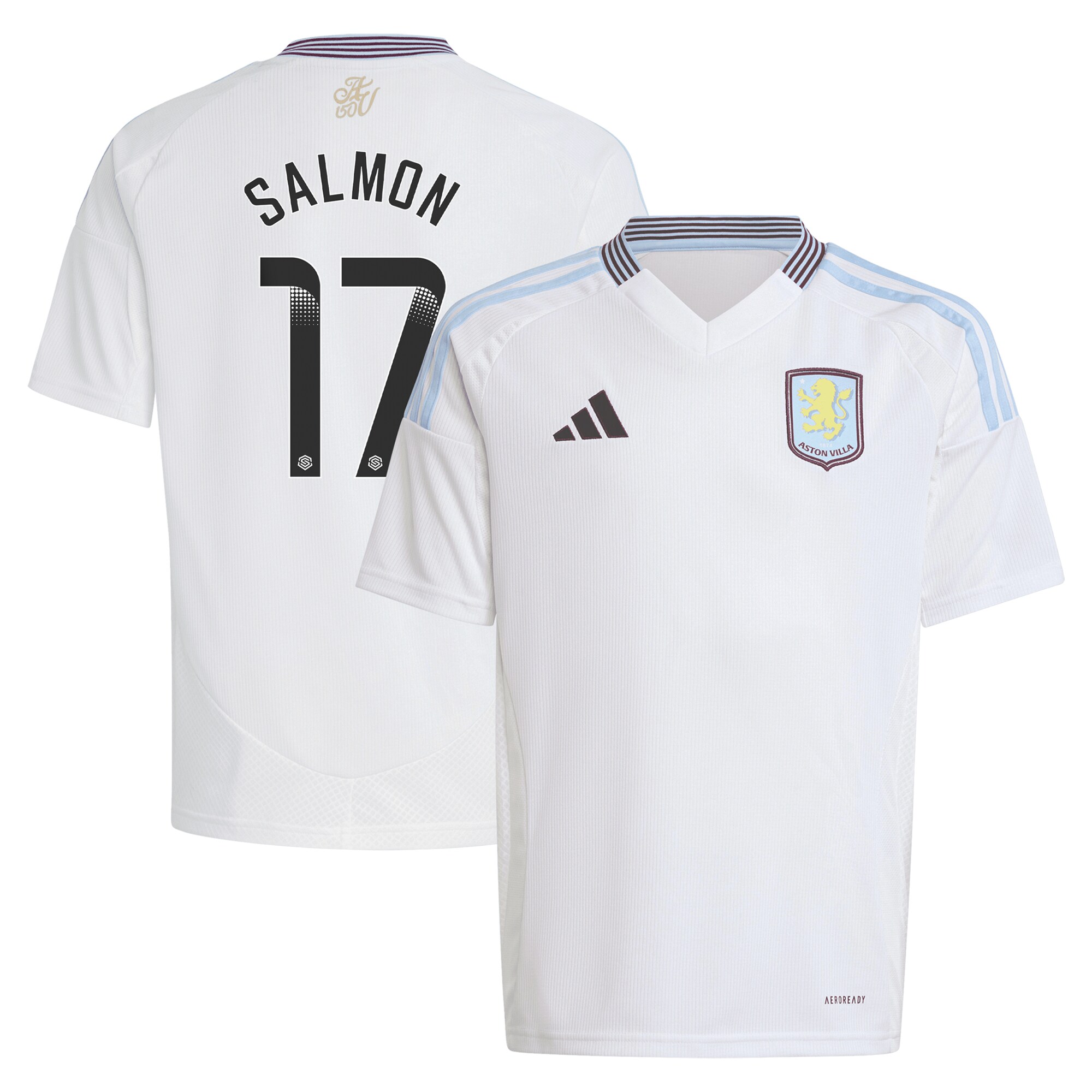 aston villa wsl adidas away shirt 2024-25 – kids with salmon 17 printing Collection | Official Aston Villa Shirts
