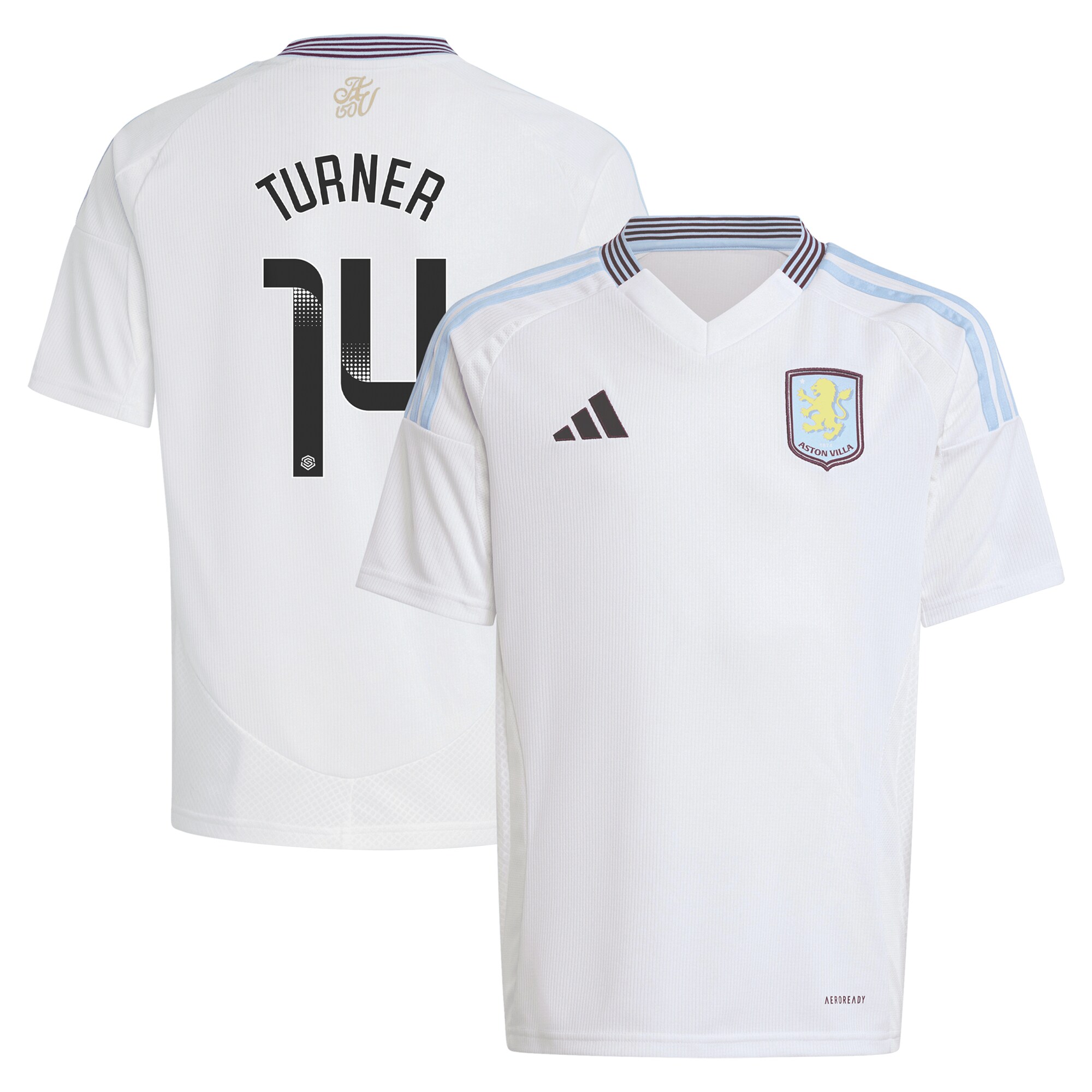 aston villa wsl adidas away shirt 2024-25 – kids with turner 14 printing Collection | Official Aston Villa Shirts