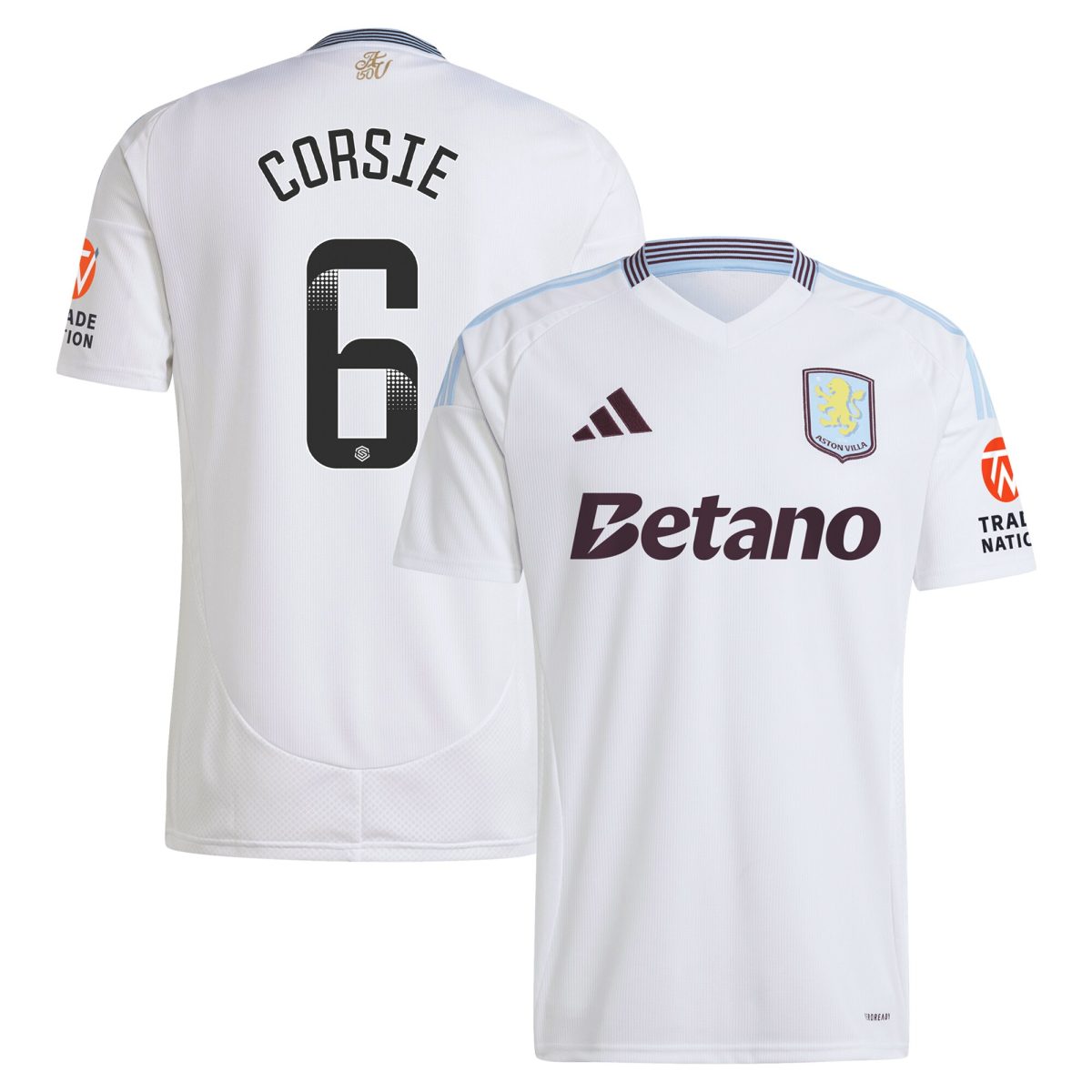aston villa wsl adidas away shirt 2024-25 with corsie 6 printing Collection | Official Aston Villa Shirts
