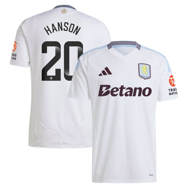 aston villa wsl adidas away shirt 2024-25 with hanson 20 printing Collection | Official Aston Villa Shirts