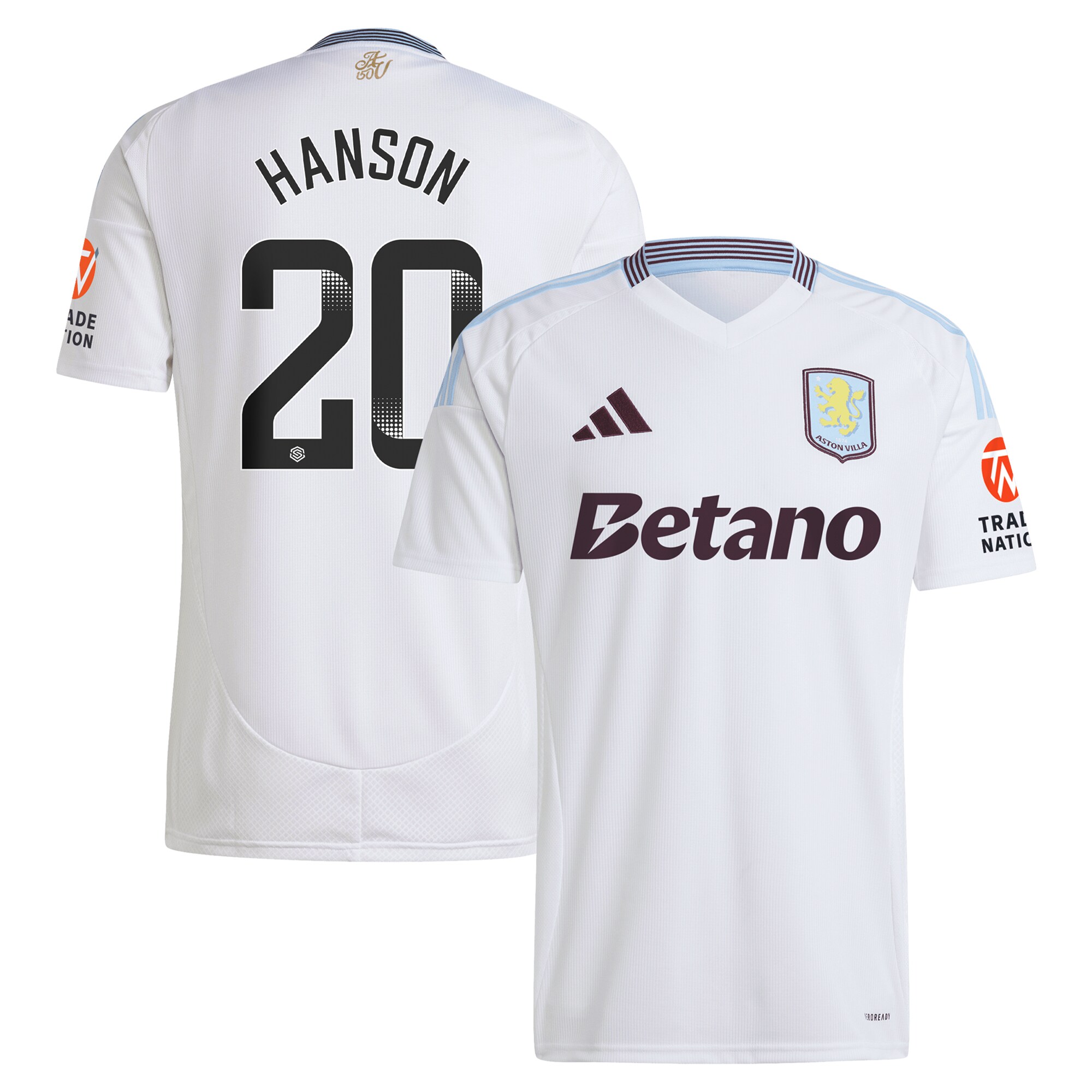 aston villa wsl adidas away shirt 2024-25 with hanson 20 printing Collection | Official Aston Villa Shirts