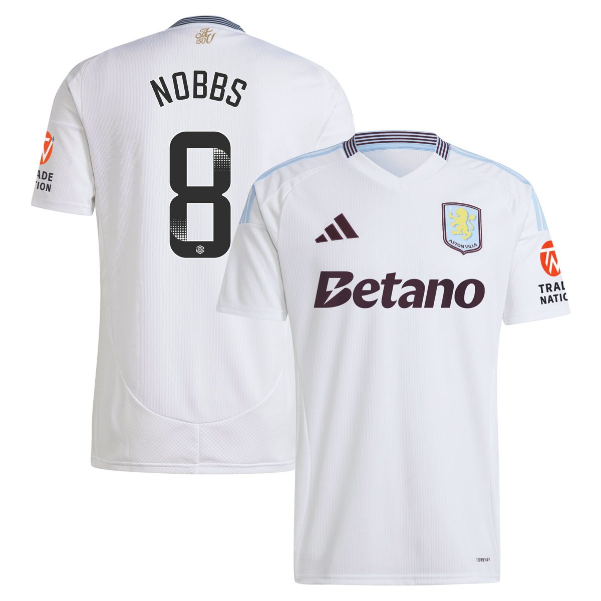 aston villa wsl adidas away shirt 2024-25 with nobbs 8 printing Collection | Official Aston Villa Shirts