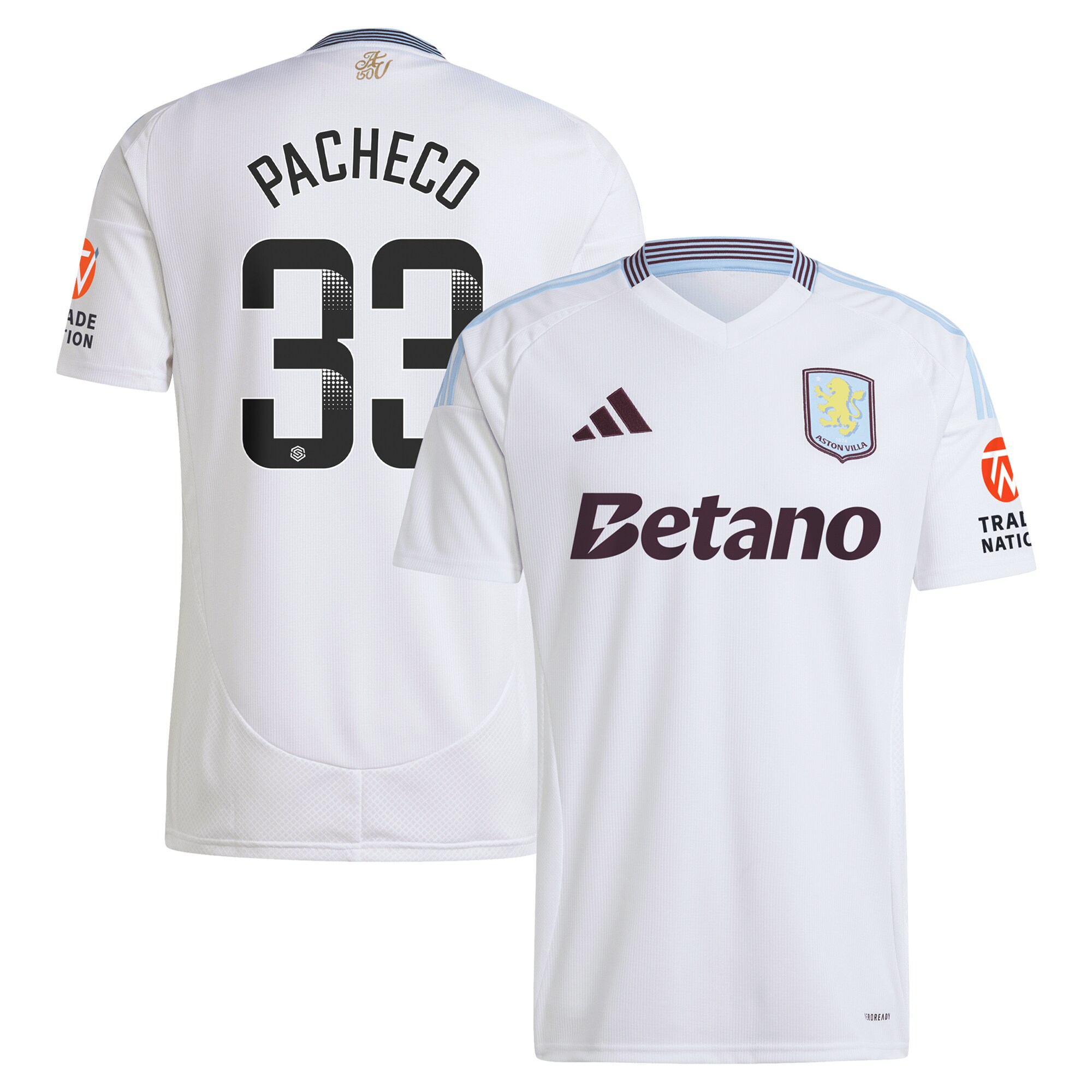 aston villa wsl adidas away shirt 2024-25 with pacheco 33 printing Collection | Official Aston Villa Shirts