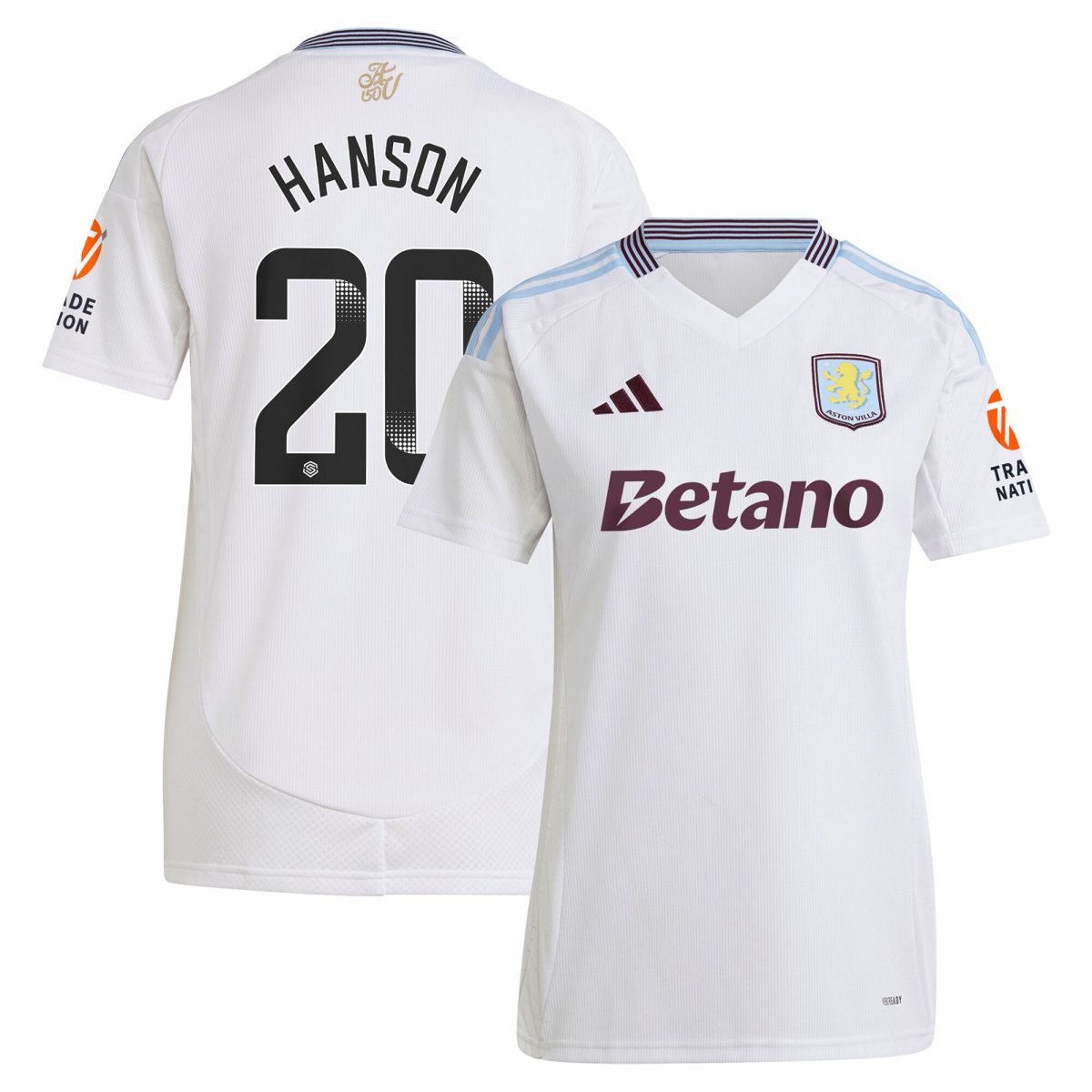 aston villa wsl adidas away shirt 2024-25 – womens with hanson 20 printing Collection | Official Aston Villa Shirts