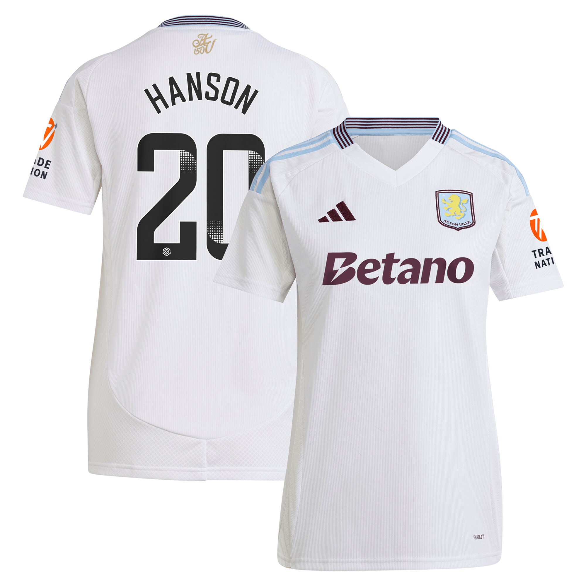 aston villa wsl adidas away shirt 2024-25 – womens with hanson 20 printing Collection | Official Aston Villa Shirts
