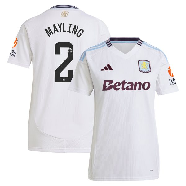 aston villa wsl adidas away shirt 2024-25 – womens with mayling 2 printing Collection | Official Aston Villa Shirts
