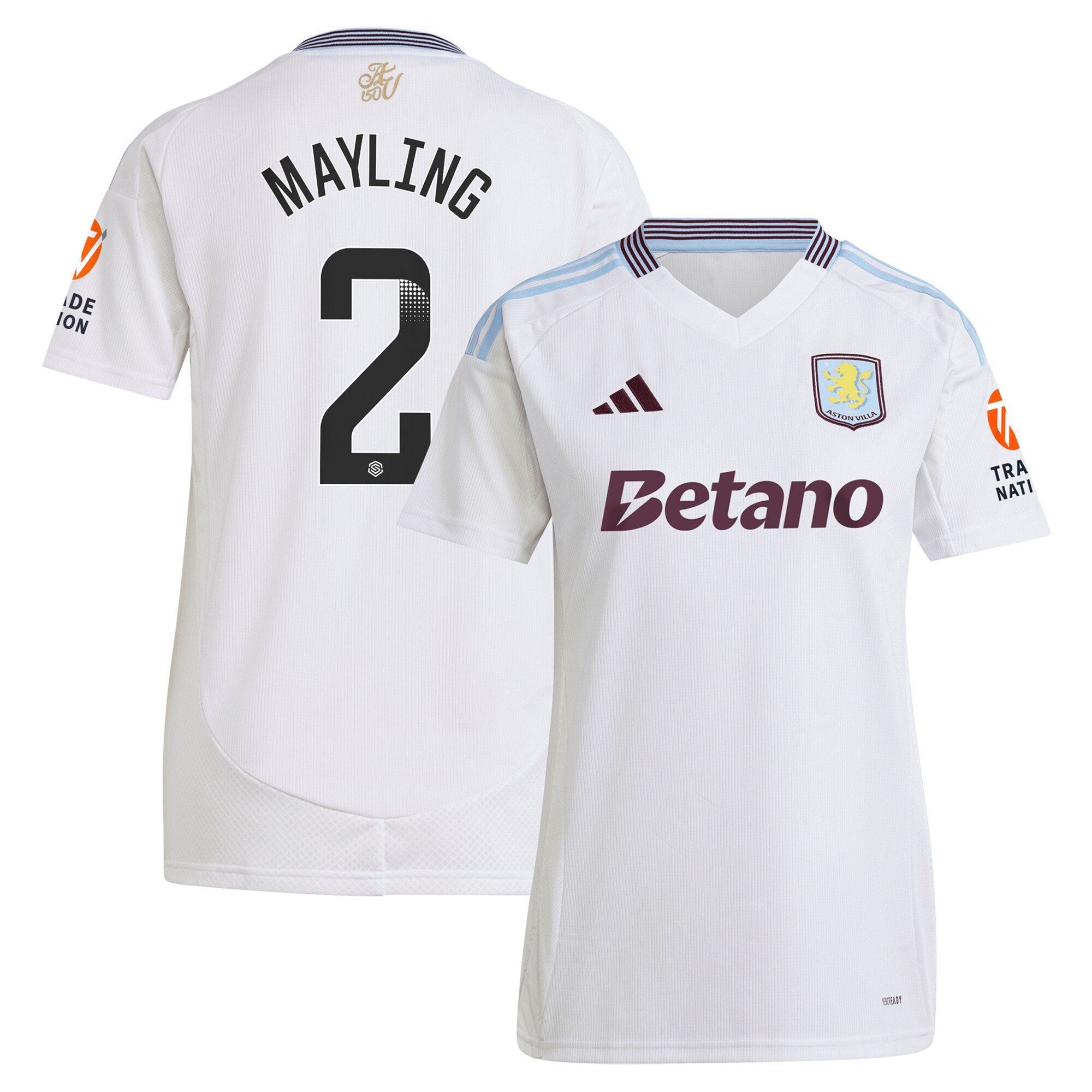 aston villa wsl adidas away shirt 2024-25 – womens with mayling 2 printing Collection | Official Aston Villa Shirts