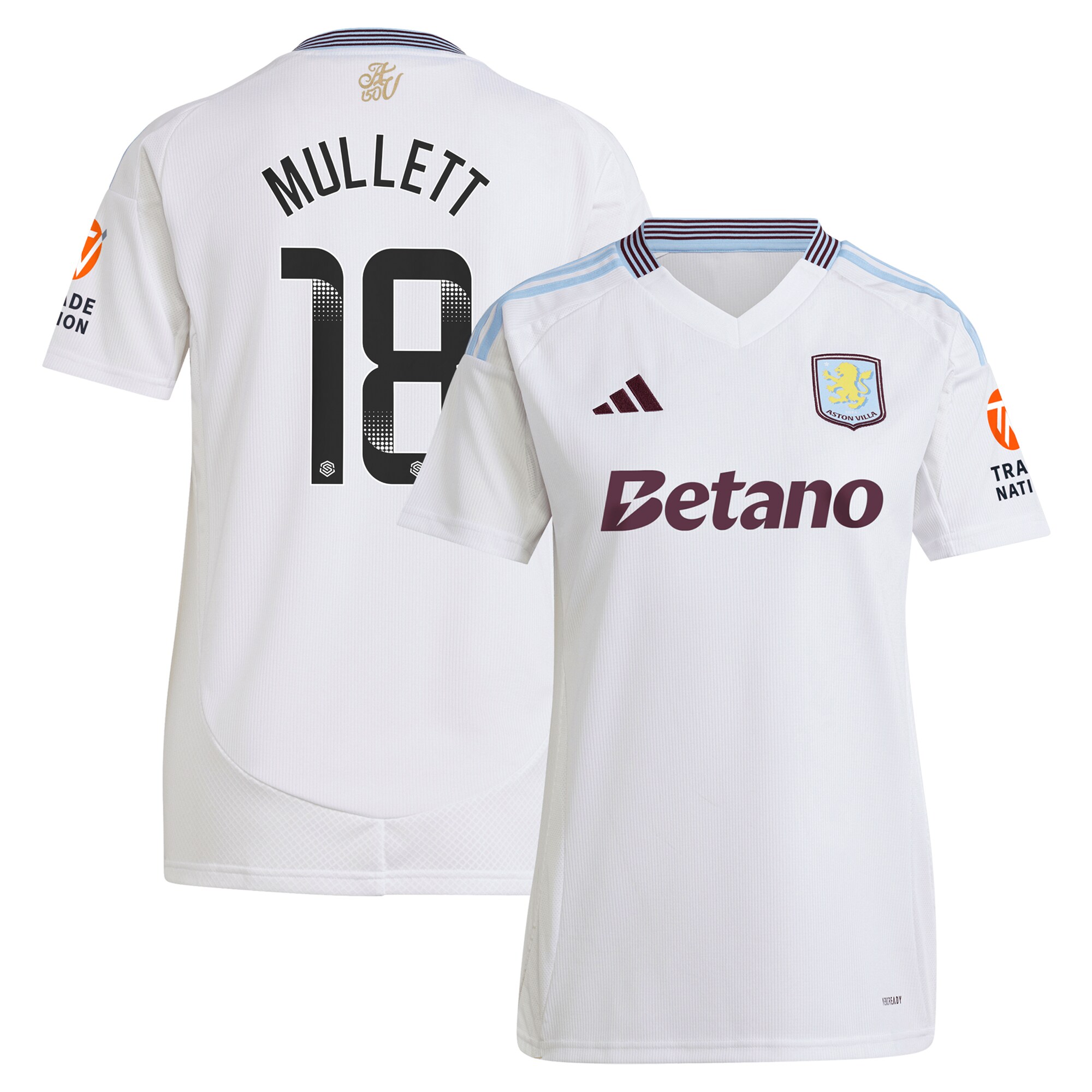 aston villa wsl adidas away shirt 2024-25 – womens with mullett 18 printing Collection | Official Aston Villa Shirts