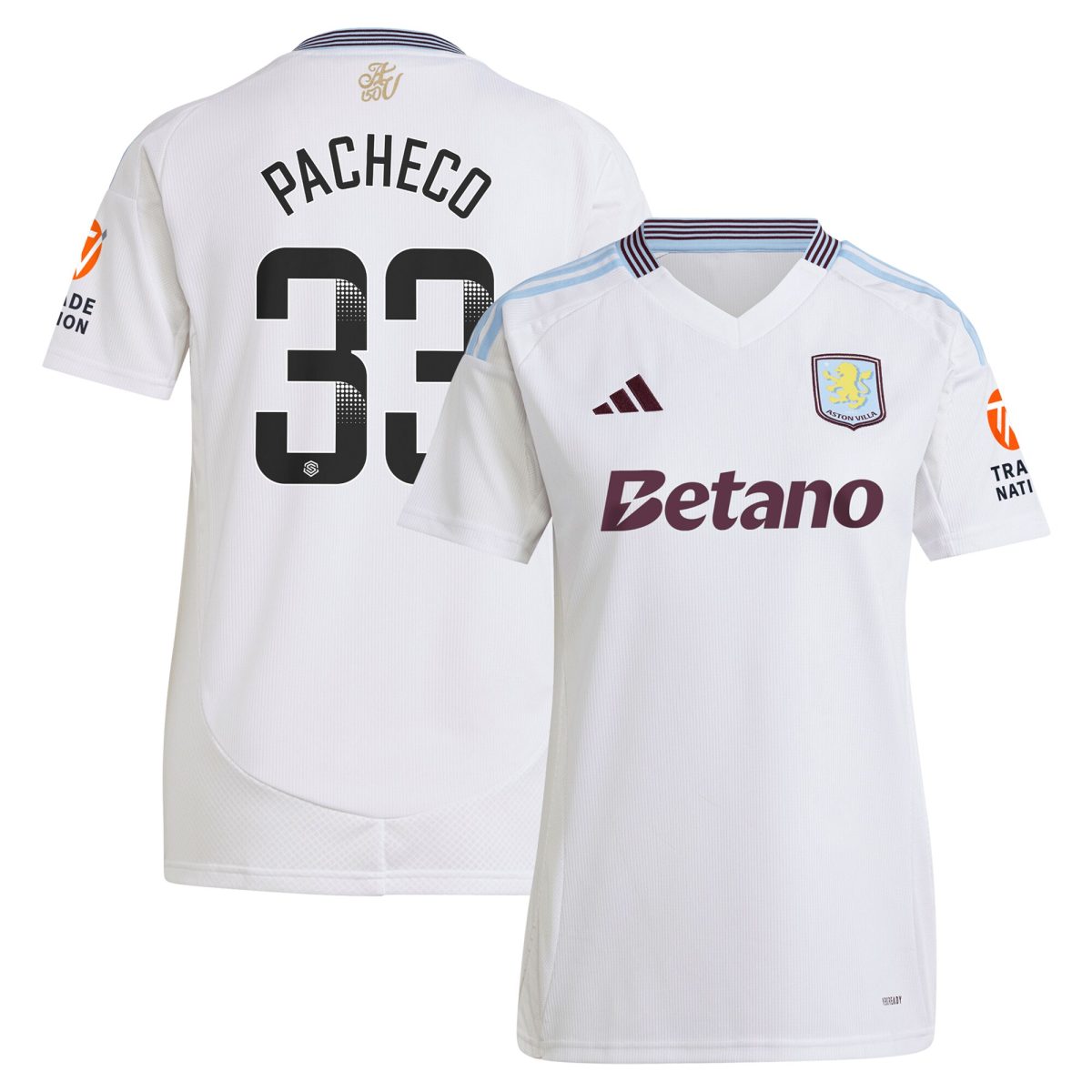 aston villa wsl adidas away shirt 2024-25 – womens with pacheco 33 printing Collection | Official Aston Villa Shirts