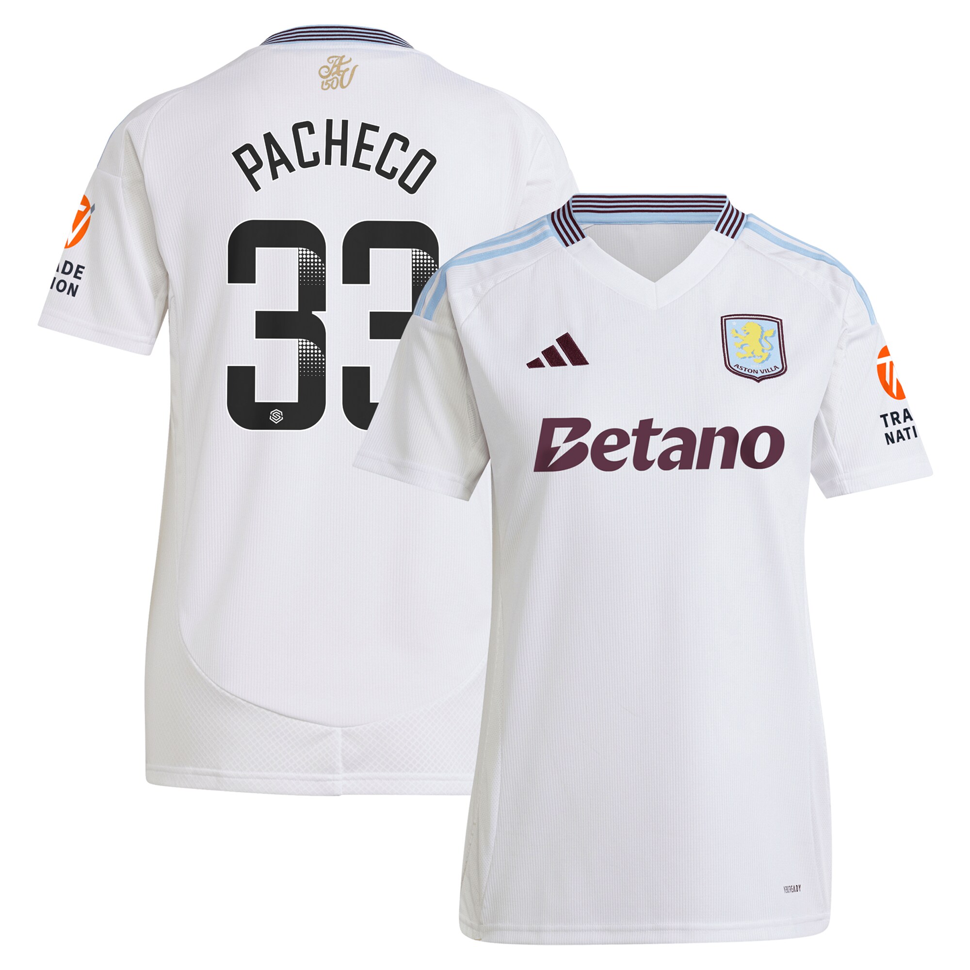aston villa wsl adidas away shirt 2024-25 – womens with pacheco 33 printing Collection | Official Aston Villa Shirts