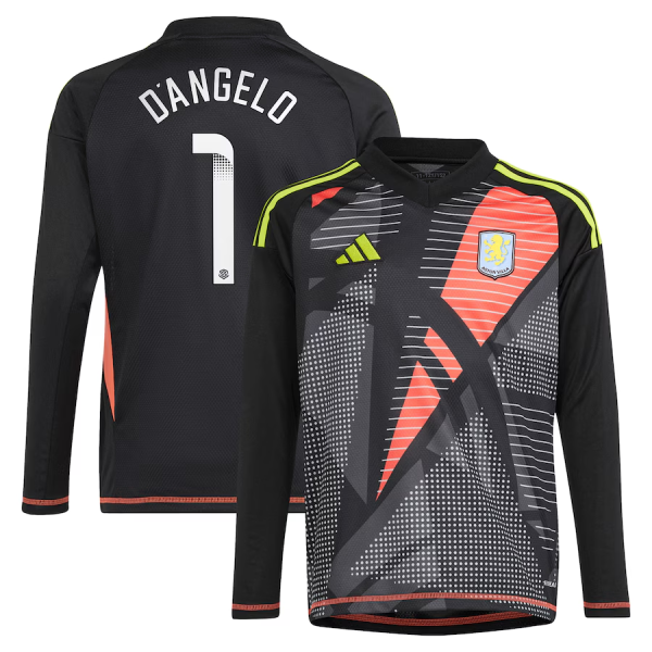 aston villa wsl adidas goalkeeper shirt 2024-25 – long sleeve – kids with d8217angelo 1 printing Collection | Official Aston Villa Shirts