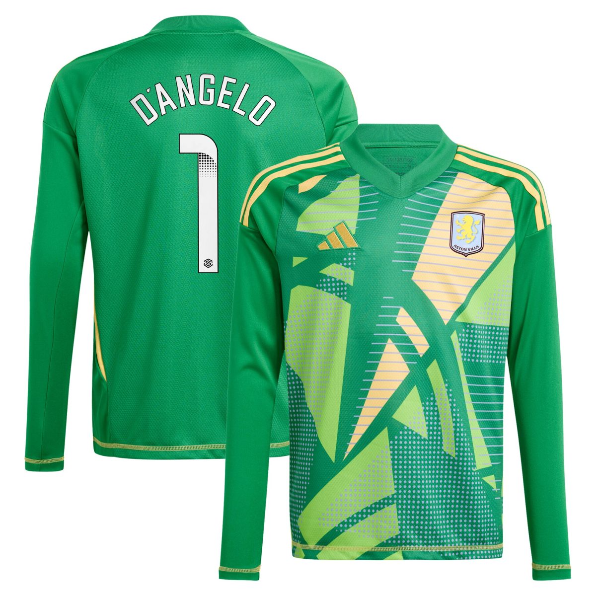 aston villa wsl adidas goalkeeper shirt 2024-25 – long sleeve – kids with dangelo 1 printing – 202712206-01 Collection | Official Aston Villa Shirts