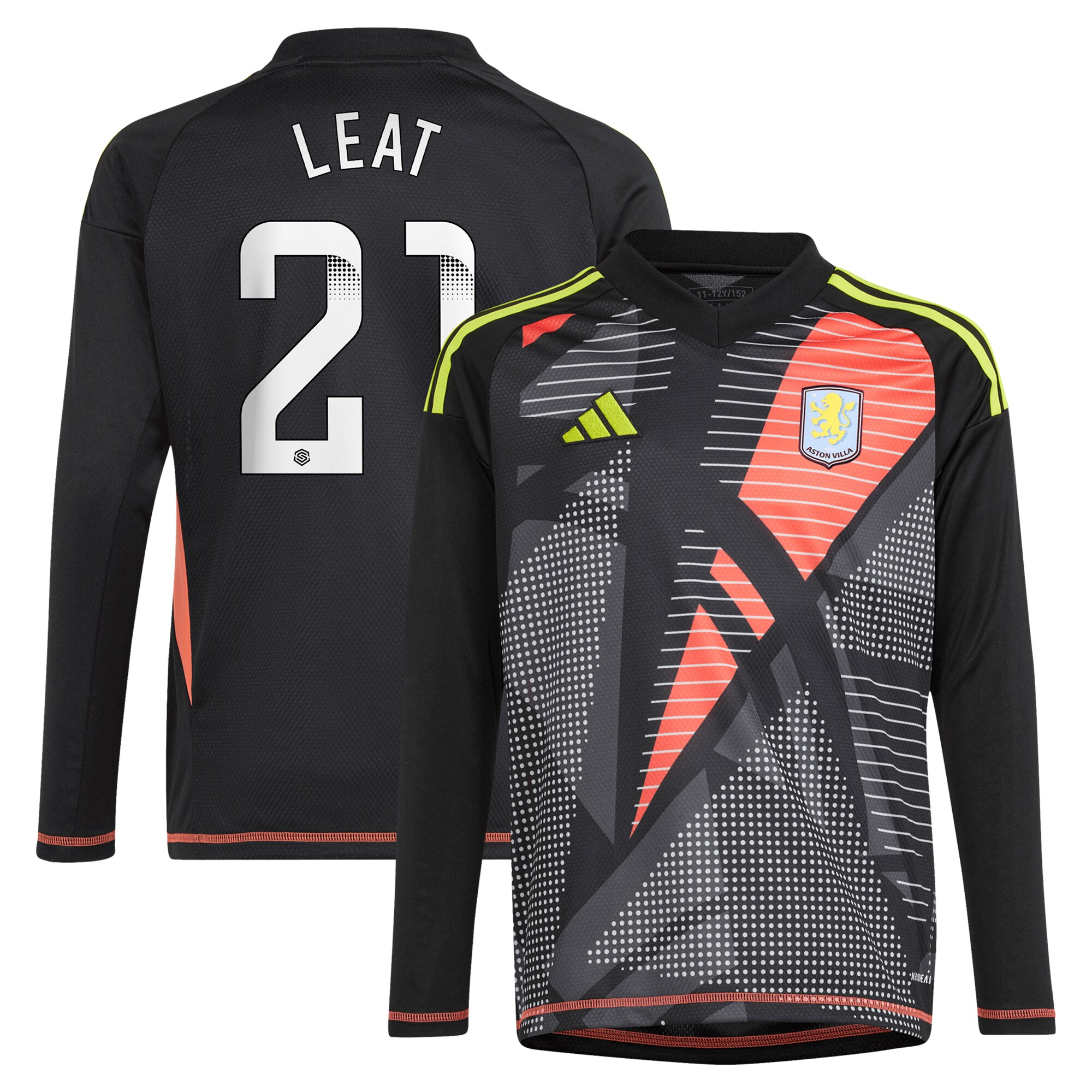 aston villa wsl adidas goalkeeper shirt 2024-25 – long sleeve – kids with leat 21 printing Collection | Official Aston Villa Shirts