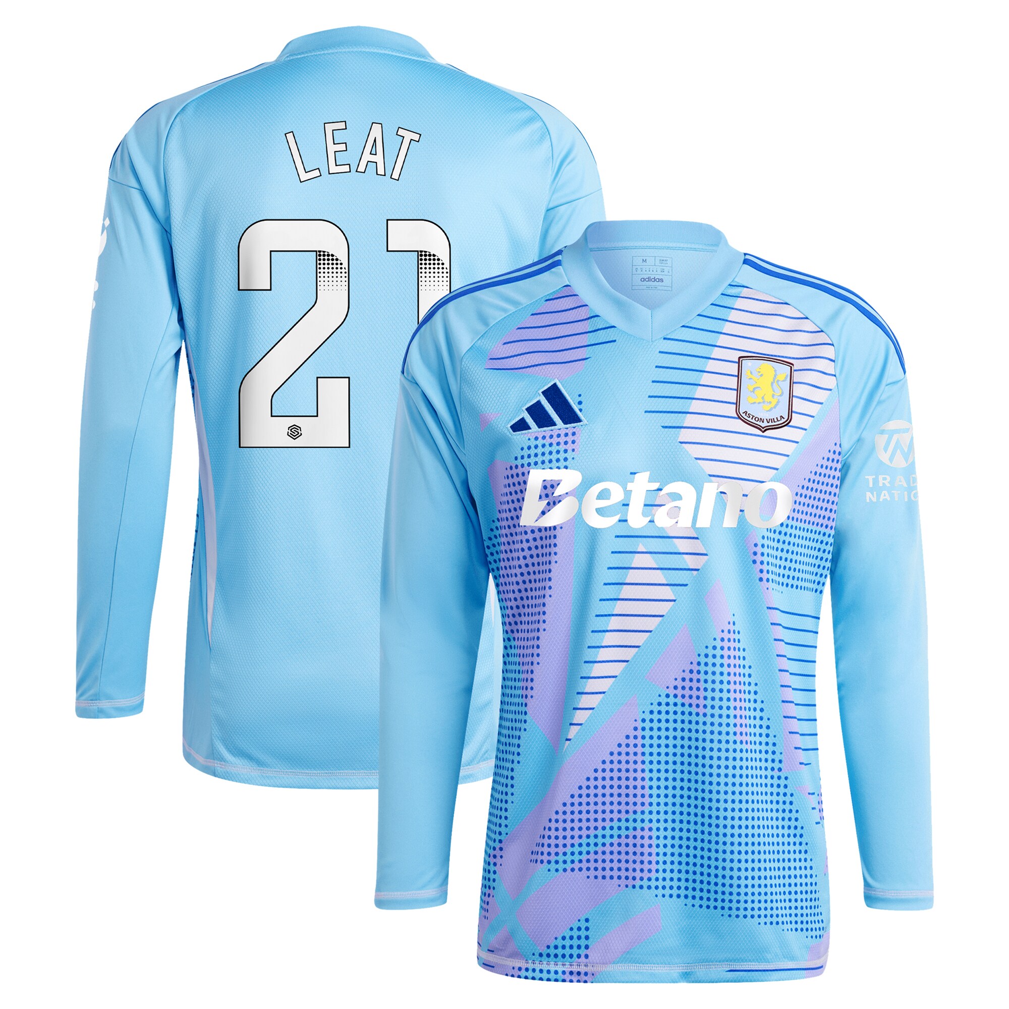 aston villa wsl adidas goalkeeper shirt 2024-25 – long sleeve with leat 21 printing – 202030996 Collection | Official Aston Villa Shirts