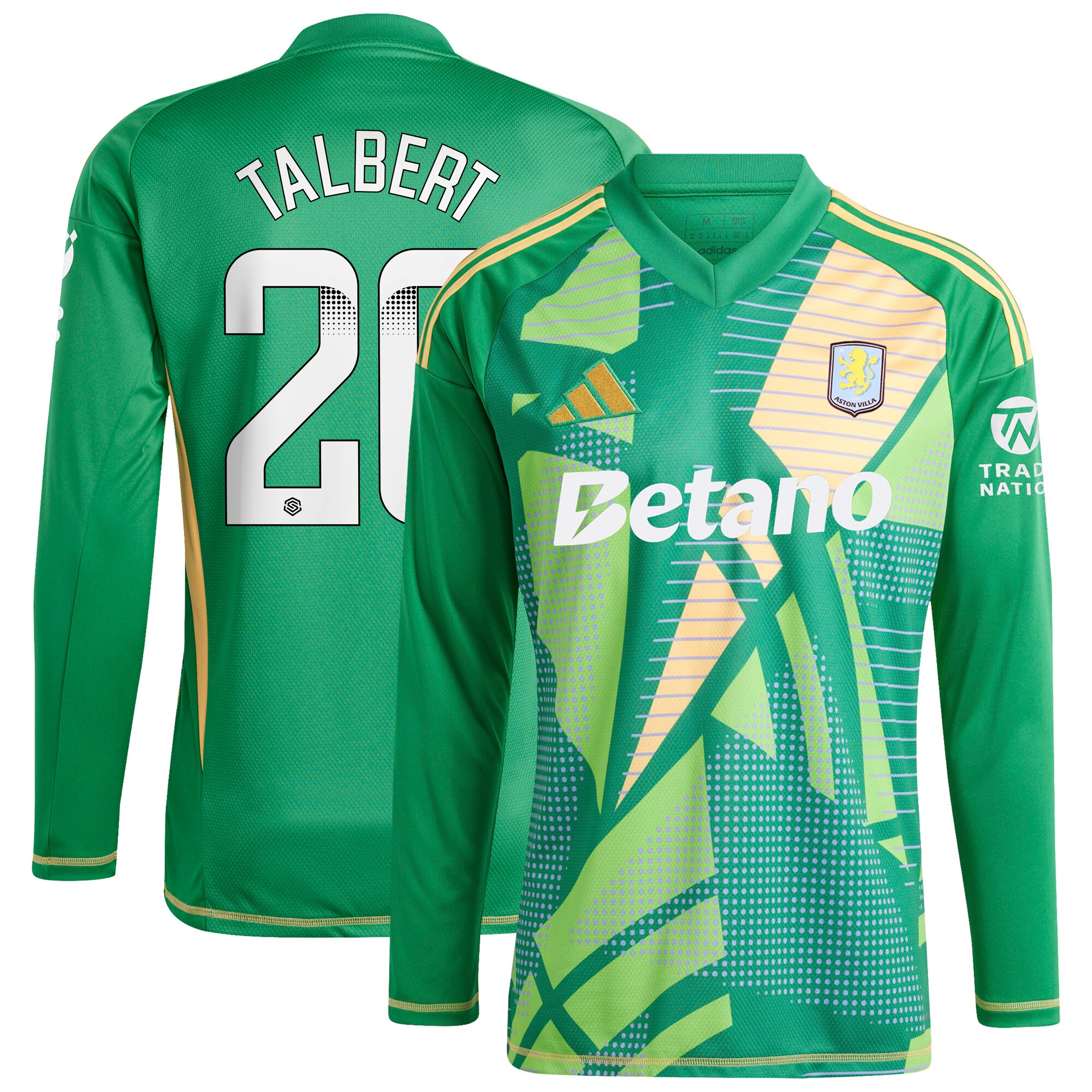 aston villa wsl adidas goalkeeper shirt 2024-25 – long sleeve with talbert 26 printing 202849399 Collection | Official Aston Villa Shirts