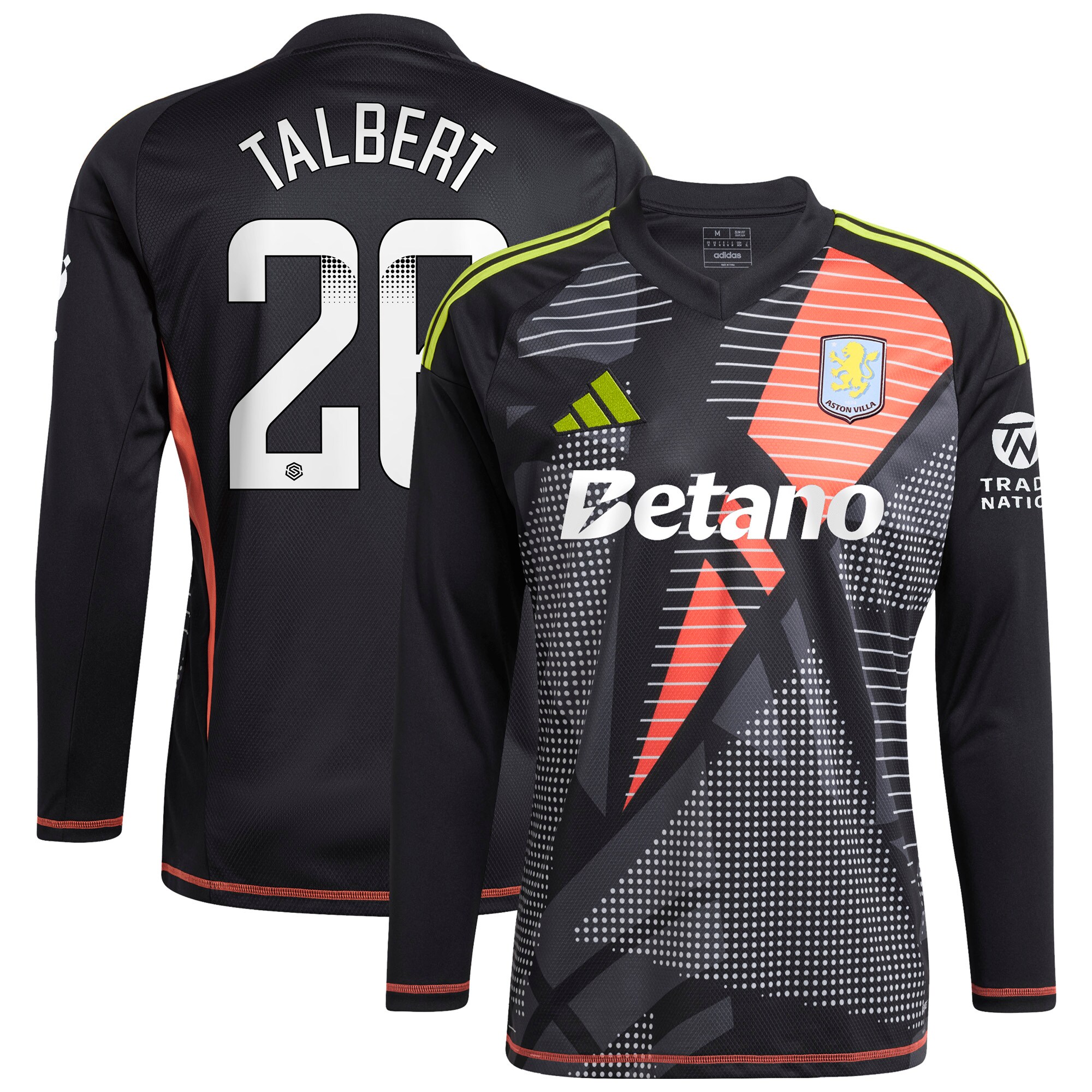 aston villa wsl adidas goalkeeper shirt 2024-25 – long sleeve with talbert 26 printing Collection | Official Aston Villa Shirts