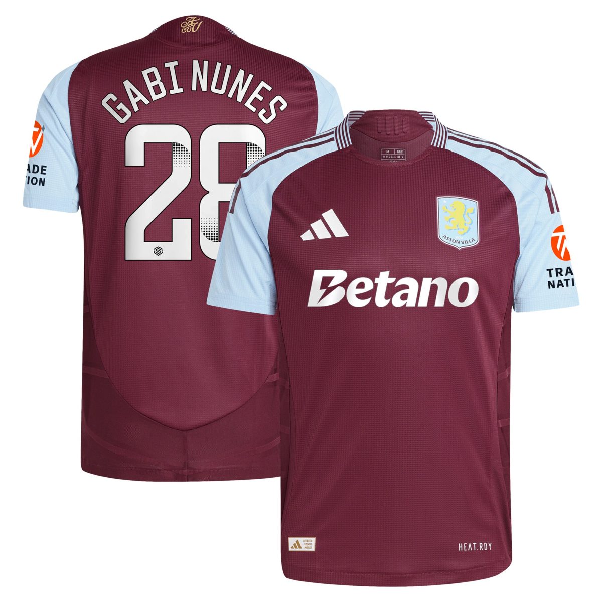 aston villa wsl adidas home authentic shirt 2024-25 with gabi nunes 28 printing Collection | Official Aston Villa Shirts
