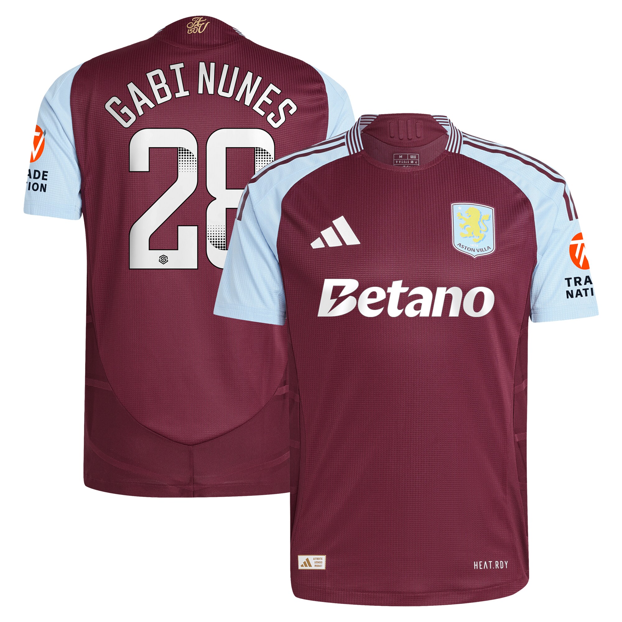 aston villa wsl adidas home authentic shirt 2024-25 with gabi nunes 28 printing Collection | Official Aston Villa Shirts