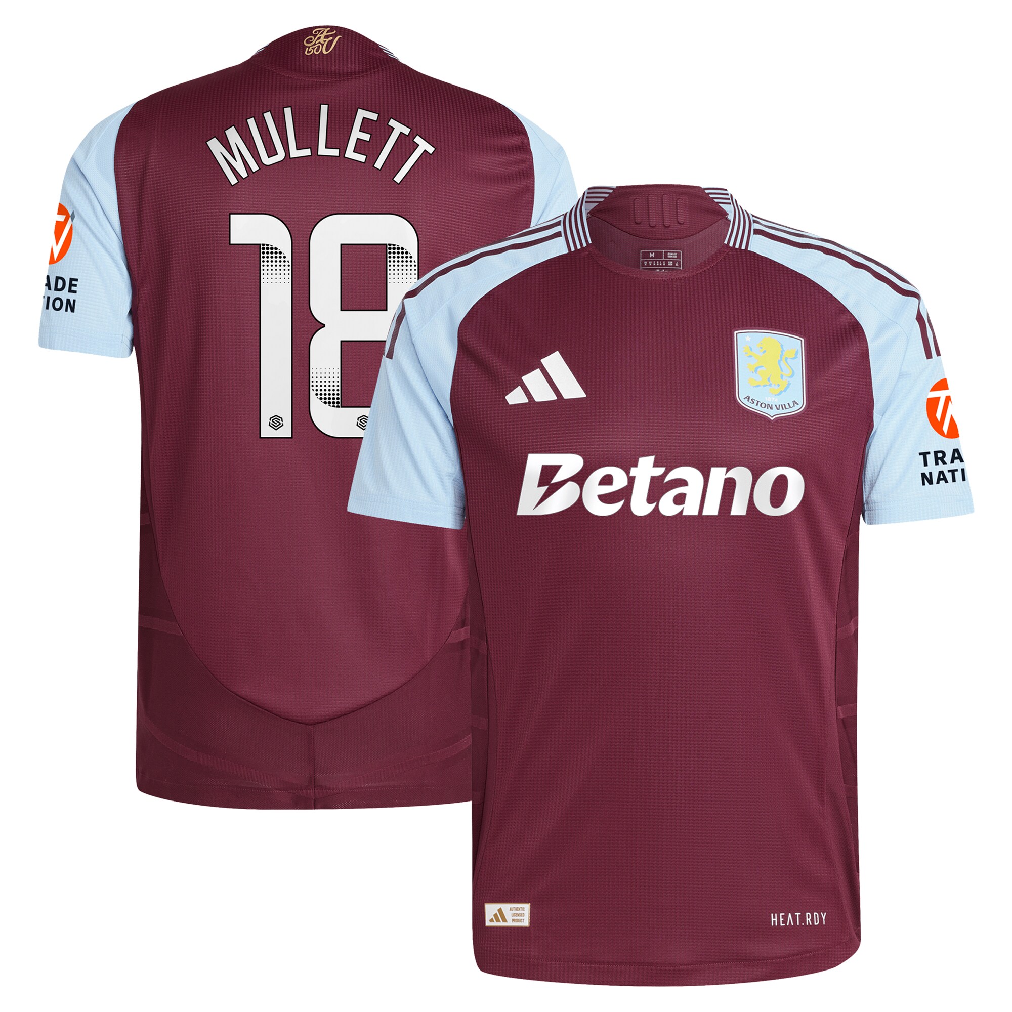 aston villa wsl adidas home authentic shirt 2024-25 with mullett 18 printing Collection | Official Aston Villa Shirts