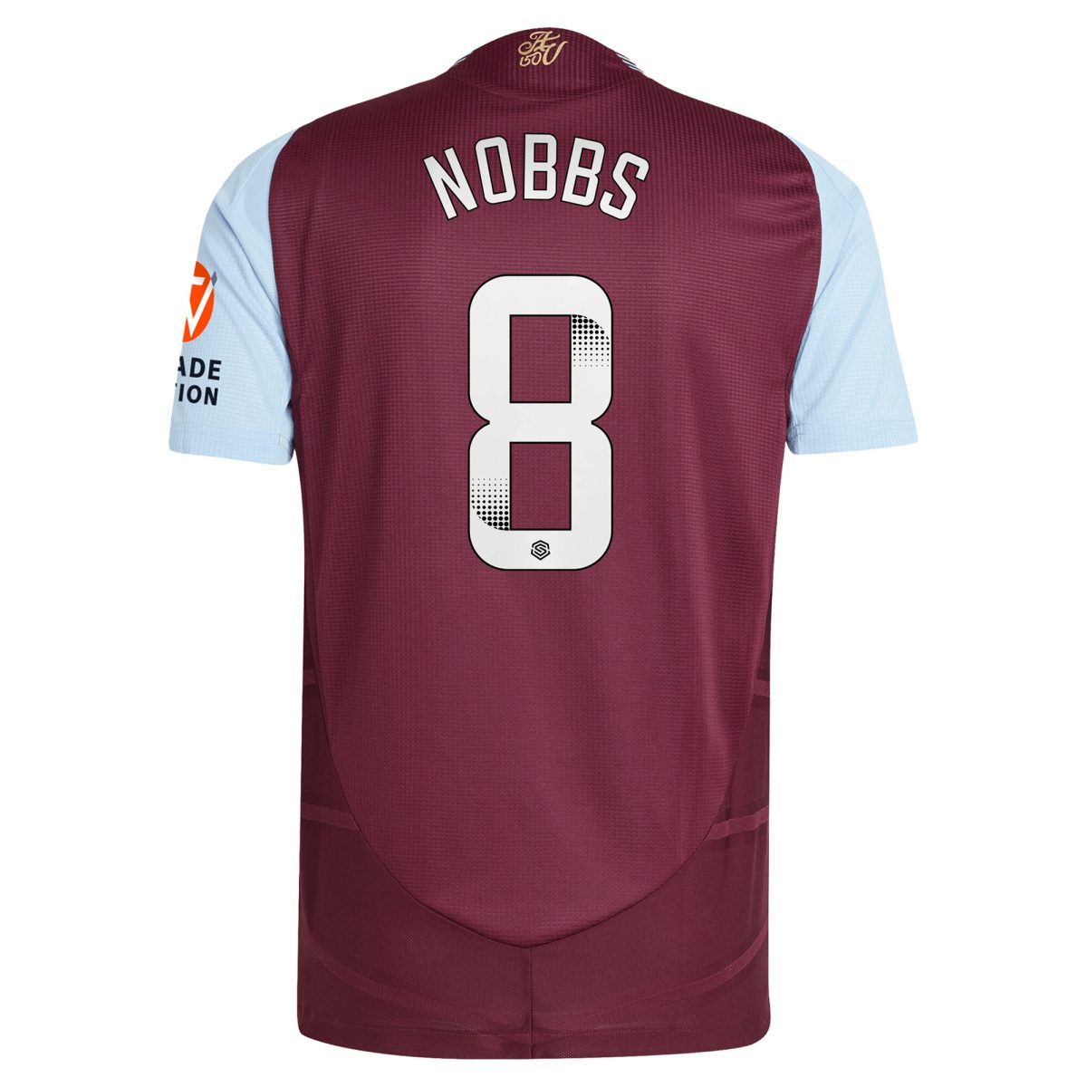 aston villa wsl adidas home authentic shirt 2024-25 with nobbs 8 printing Collection | Official Aston Villa Shirts