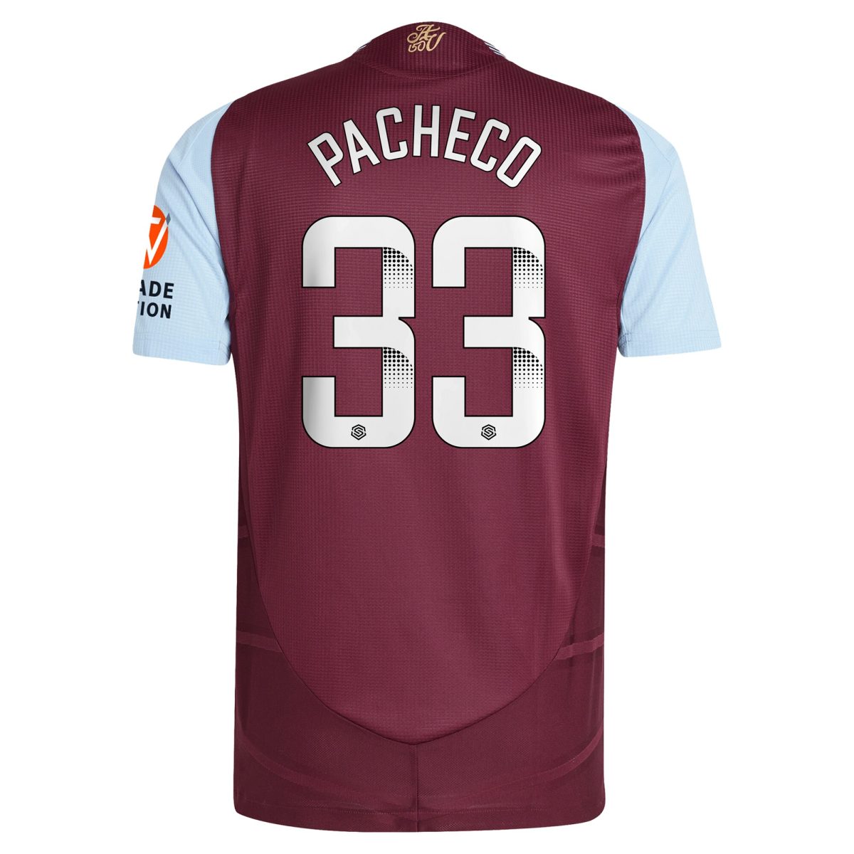 aston villa wsl adidas home authentic shirt 2024-25 with pacheco 33 printing Collection | Official Aston Villa Shirts