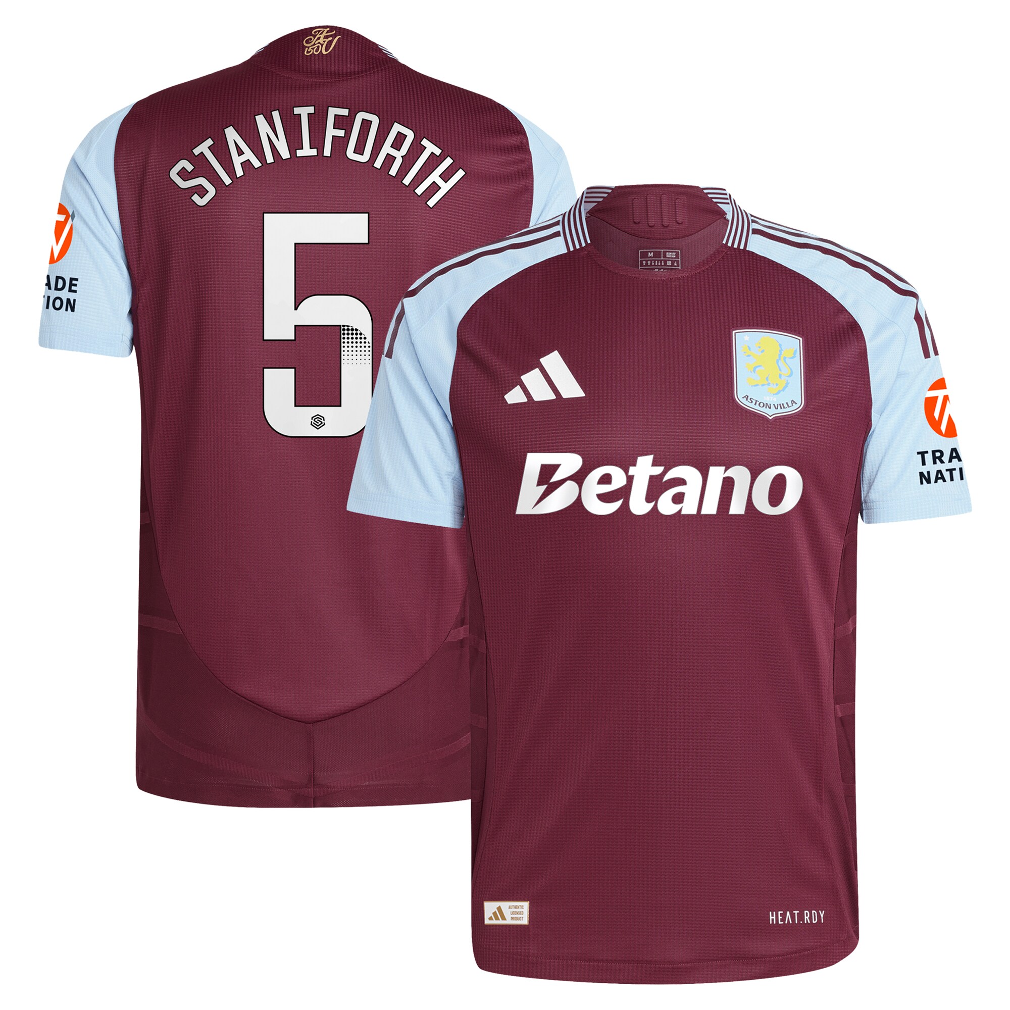 aston villa wsl adidas home authentic shirt 2024-25 with staniforth 5 printing Collection | Official Aston Villa Shirts