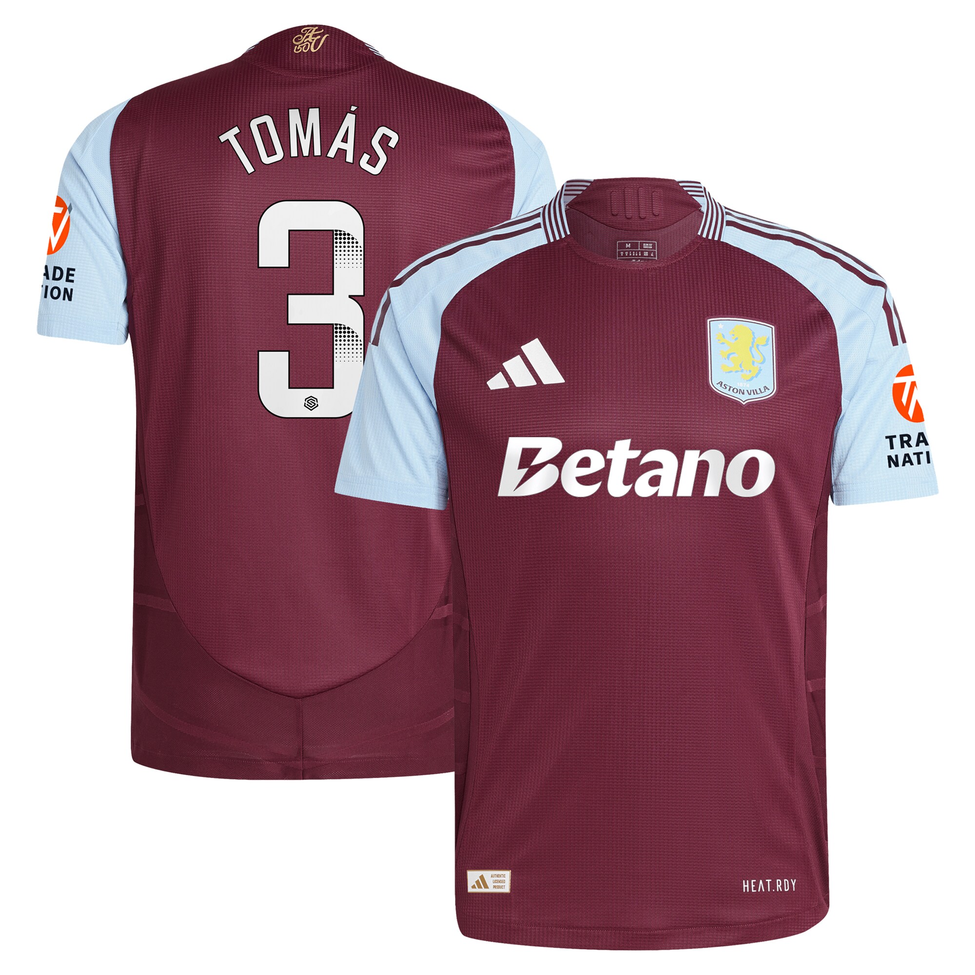 aston villa wsl adidas home authentic shirt 2024-25 with tomás 3 printing Collection | Official Aston Villa Shirts