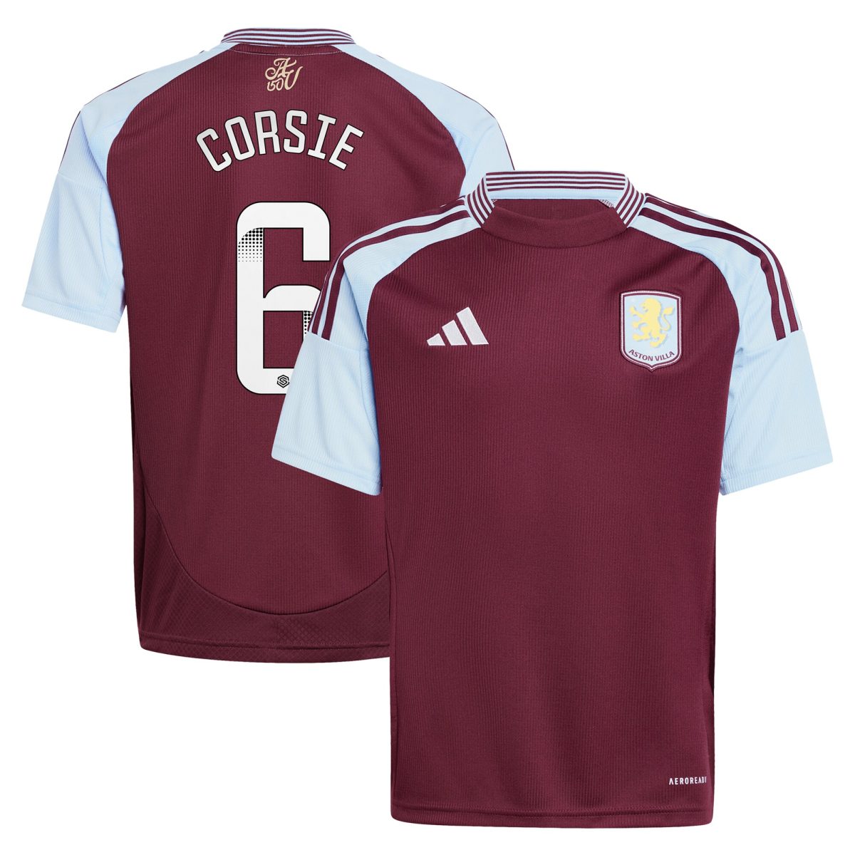 aston villa wsl adidas home shirt 2024-25 – kids with corsie 6 printing Collection | Official Aston Villa Shirts