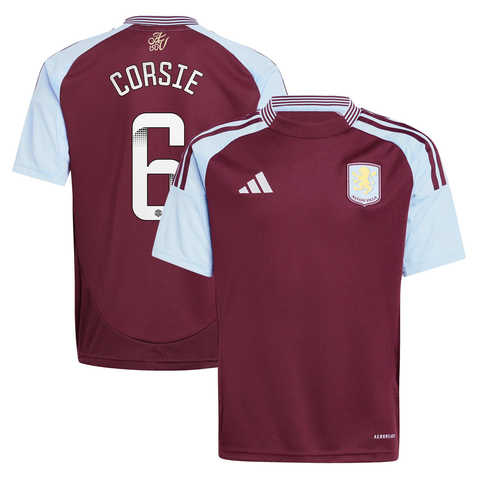 aston villa wsl adidas home shirt 2024-25 – kids with corsie 6 printing Collection | Official Aston Villa Shirts