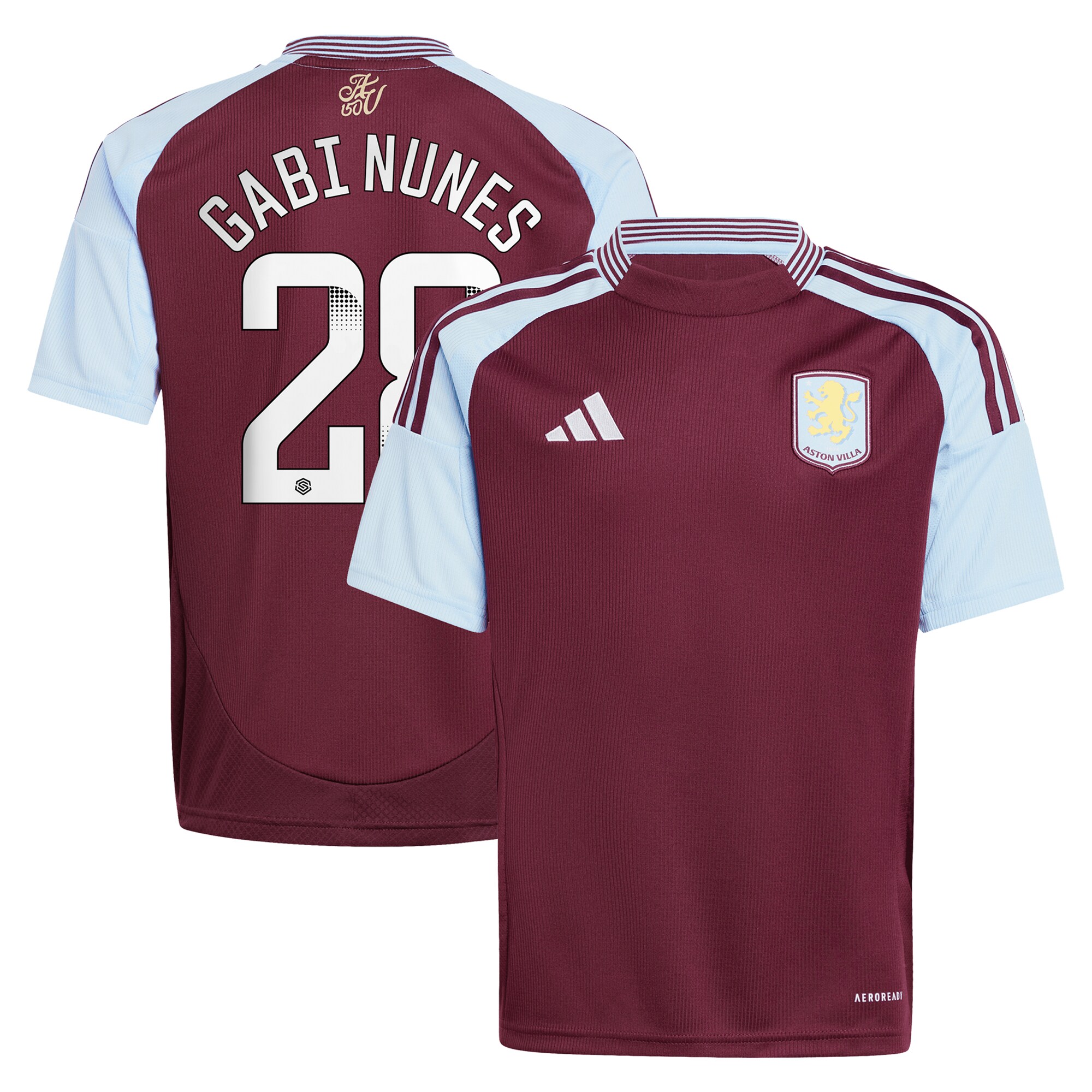aston villa wsl adidas home shirt 2024-25 – kids with gabi nunes 28 printing Collection | Official Aston Villa Shirts