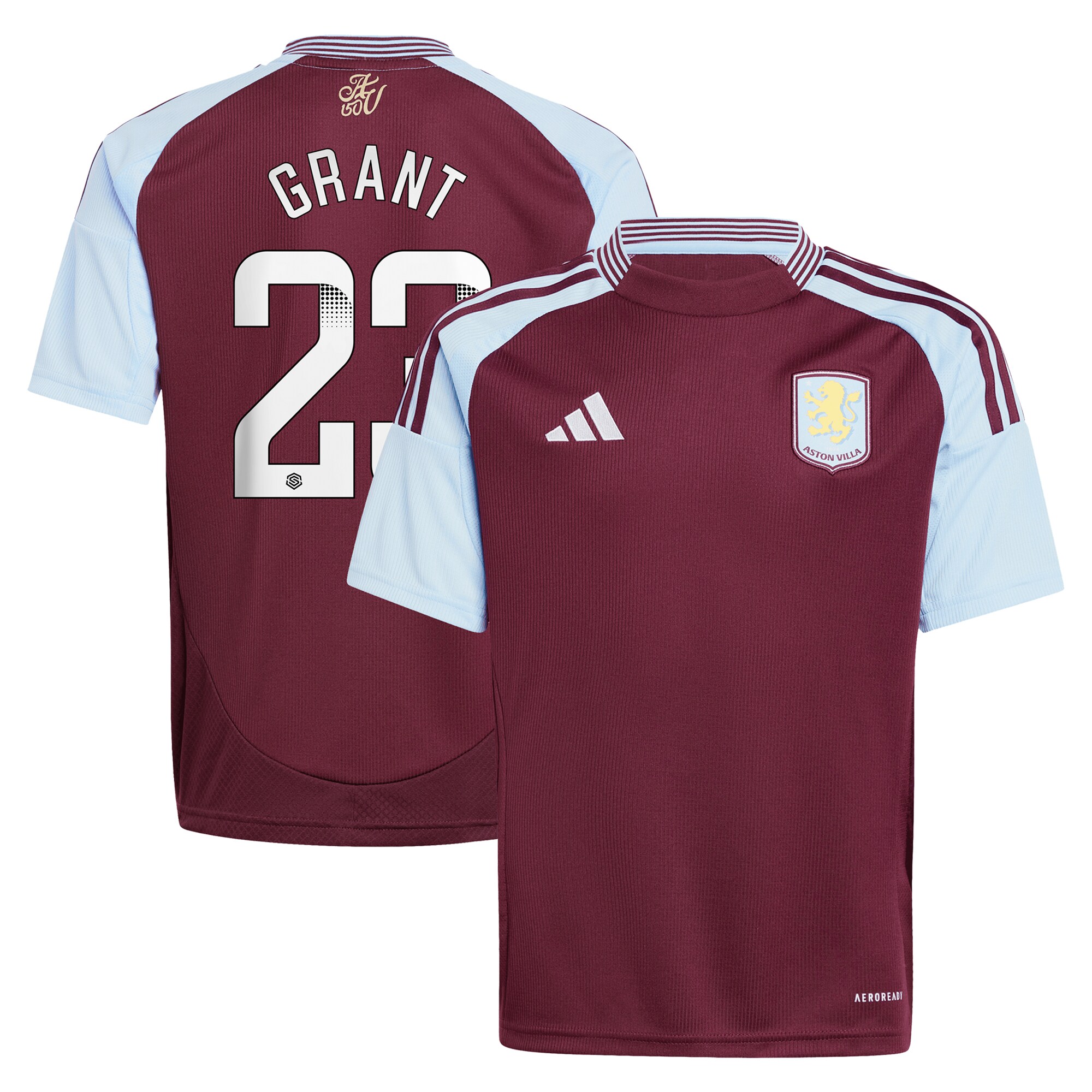 aston villa wsl adidas home shirt 2024-25 – kids with grant 23 printing Collection | Official Aston Villa Shirts
