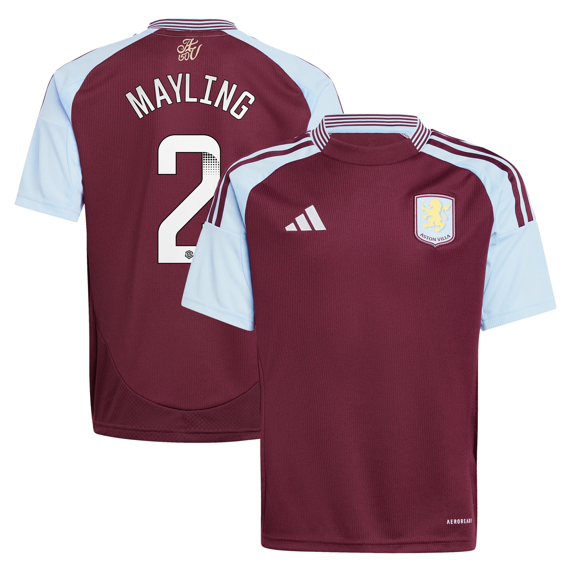 aston villa wsl adidas home shirt 2024-25 – kids with mayling 2 printing Collection | Official Aston Villa Shirts