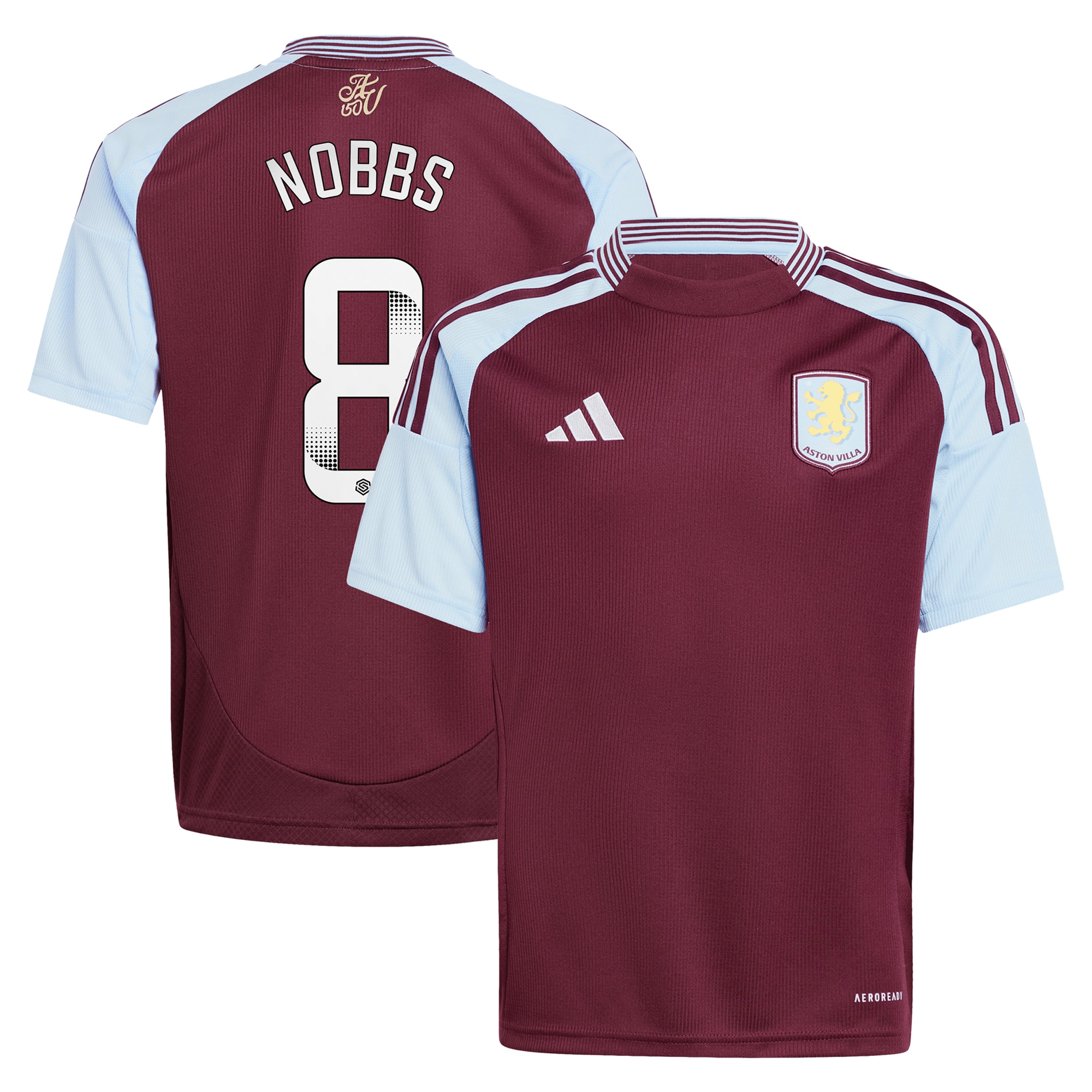 aston villa wsl adidas home shirt 2024-25 – kids with nobbs 8 printing Collection | Official Aston Villa Shirts