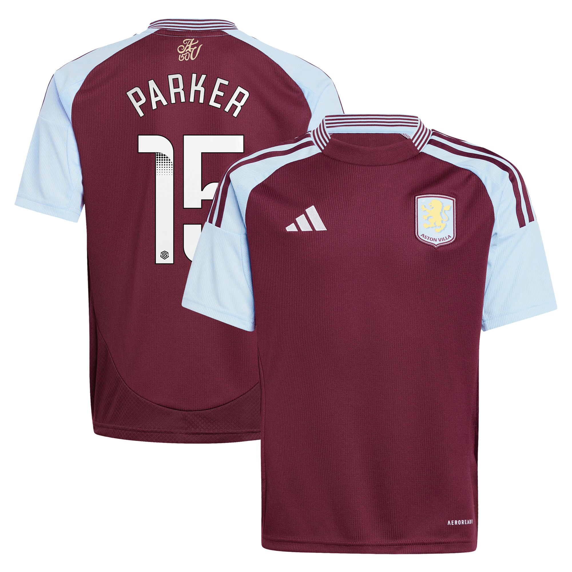 aston villa wsl adidas home shirt 2024-25 – kids with parker 15 printing Collection | Official Aston Villa Shirts
