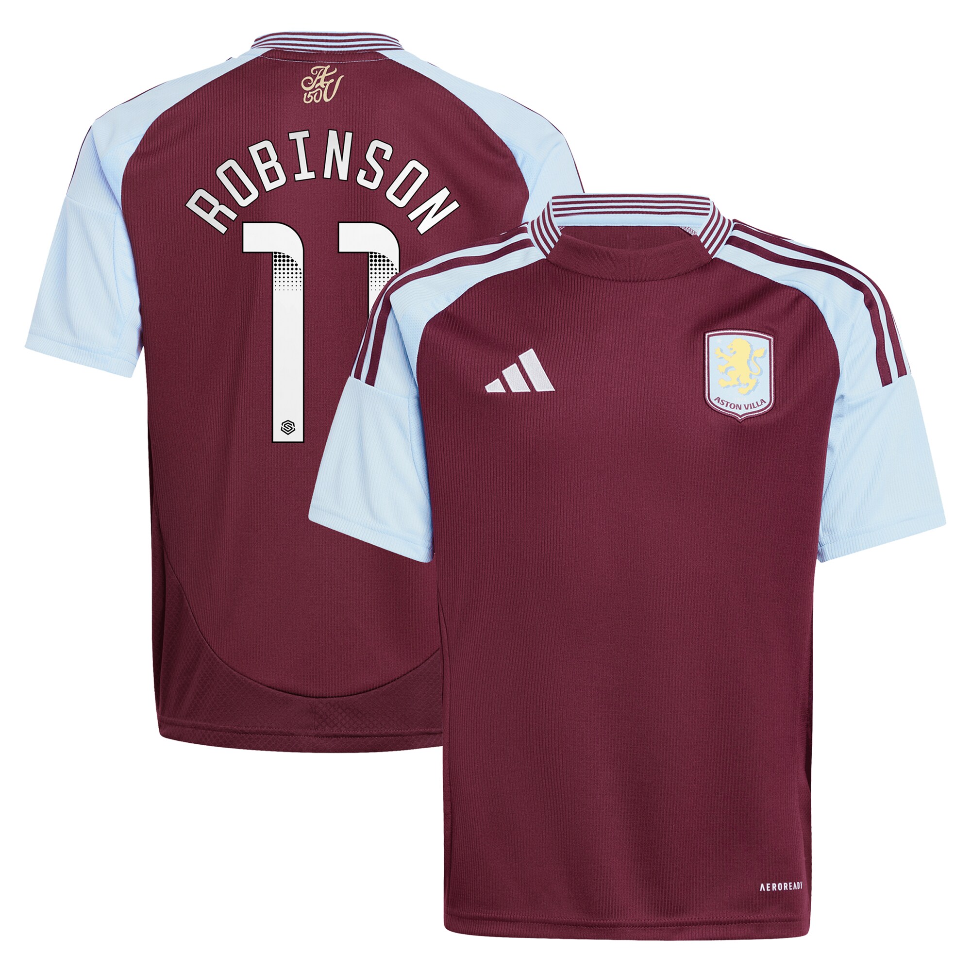 aston villa wsl adidas home shirt 2024-25 – kids with robinson 11 printing Collection | Official Aston Villa Shirts