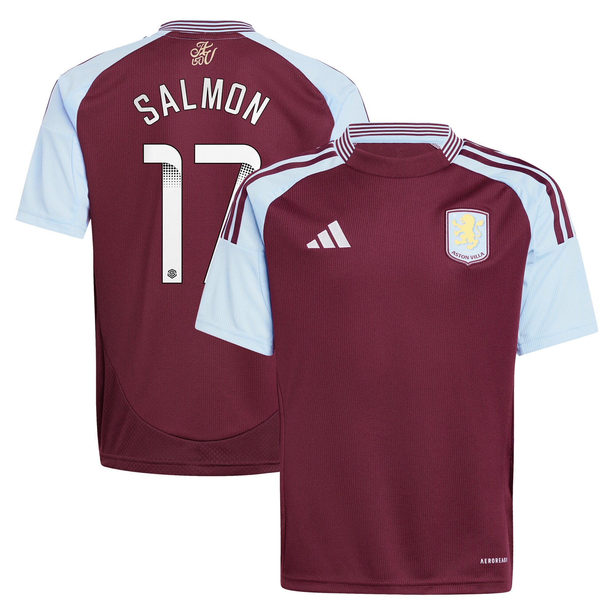 aston villa wsl adidas home shirt 2024-25 – kids with salmon 17 printing Collection | Official Aston Villa Shirts