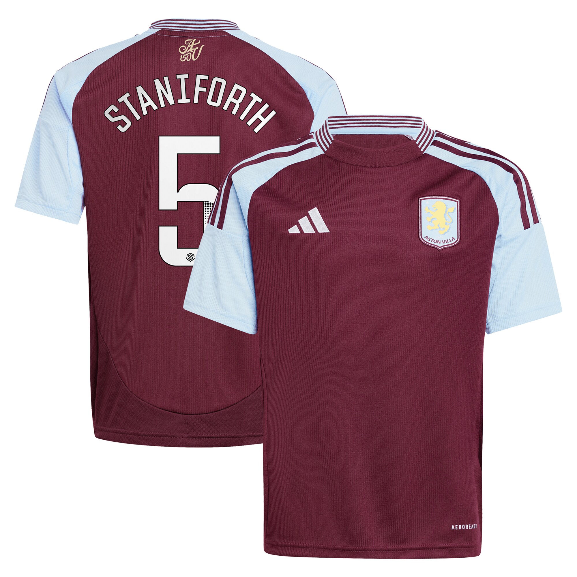 aston villa wsl adidas home shirt 2024-25 – kids with staniforth 5 printing Collection | Official Aston Villa Shirts