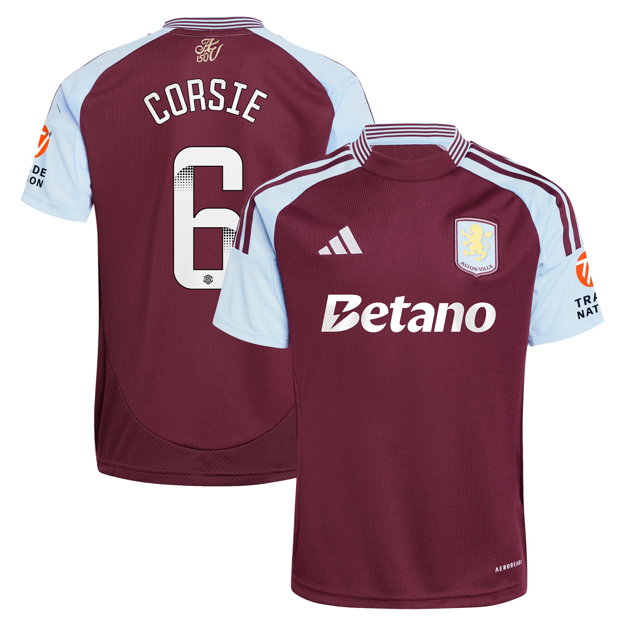 aston villa wsl adidas home shirt 2024-25 with corsie 6 printing Collection | Official Aston Villa Shirts