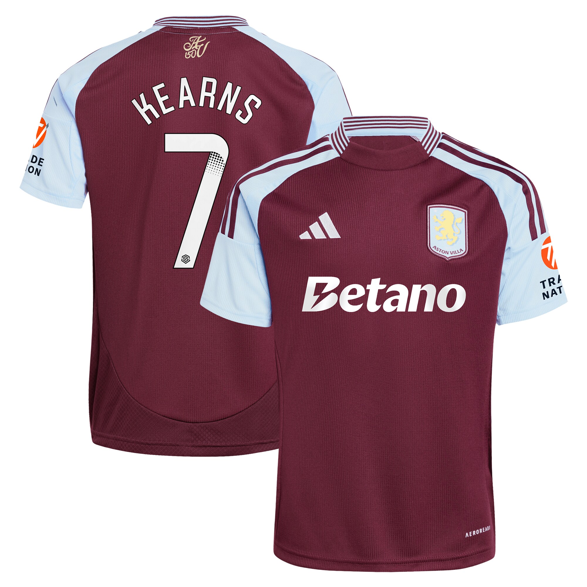 aston villa wsl adidas home shirt 2024-25 with kearns 7 printing Collection | Official Aston Villa Shirts