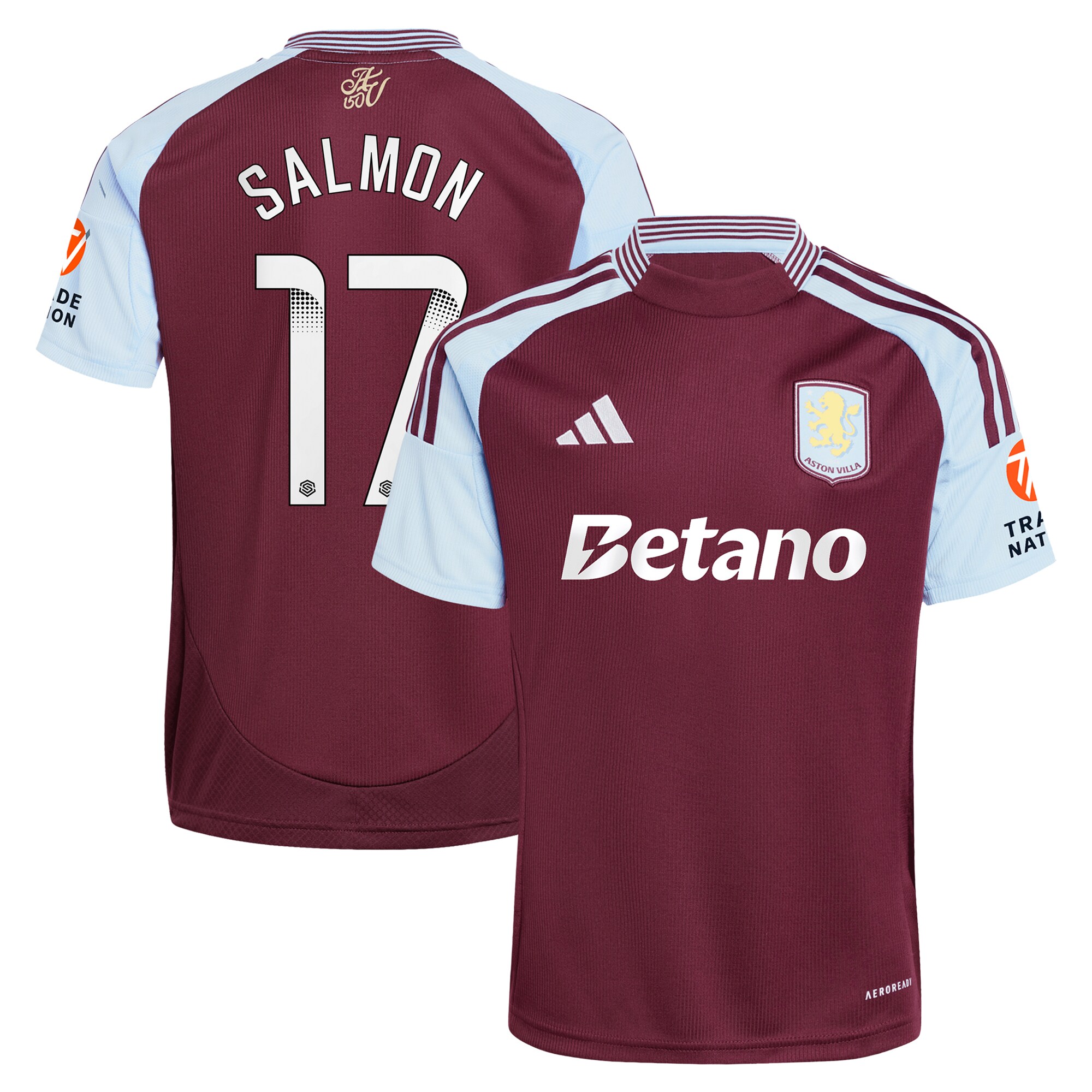 aston villa wsl adidas home shirt 2024-25 with salmon 17 printing Collection | Official Aston Villa Shirts