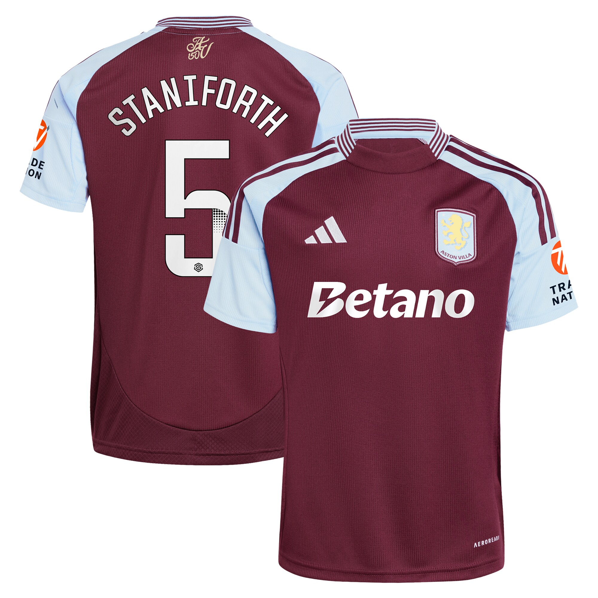 aston villa wsl adidas home shirt 2024-25 with staniforth 5 printing Collection | Official Aston Villa Shirts