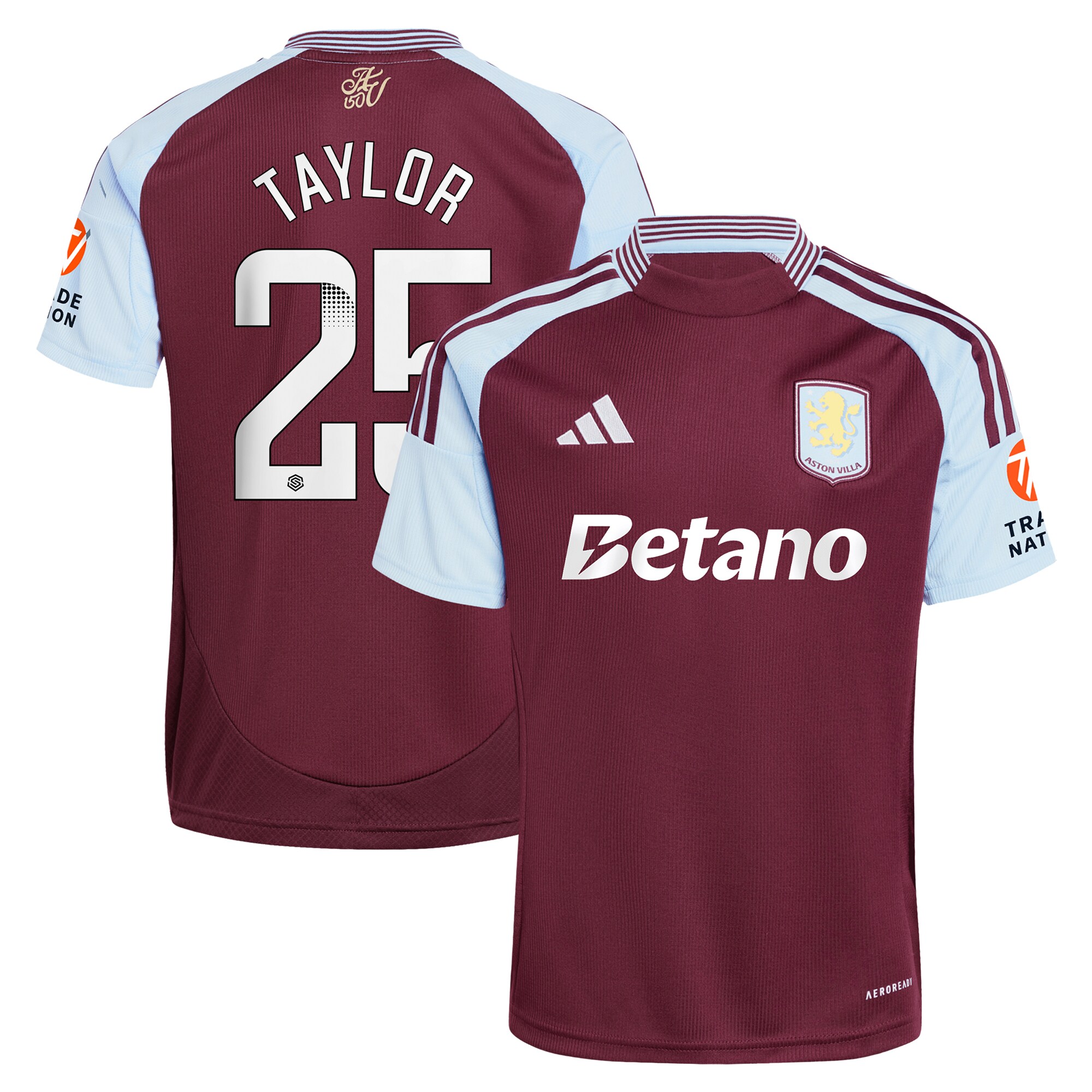 aston villa wsl adidas home shirt 2024-25 with taylor 25 printing Collection | Official Aston Villa Shirts