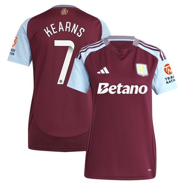 aston villa wsl adidas home shirt 2024-25 – womens with kearns 7 printing Collection | Official Aston Villa Shirts