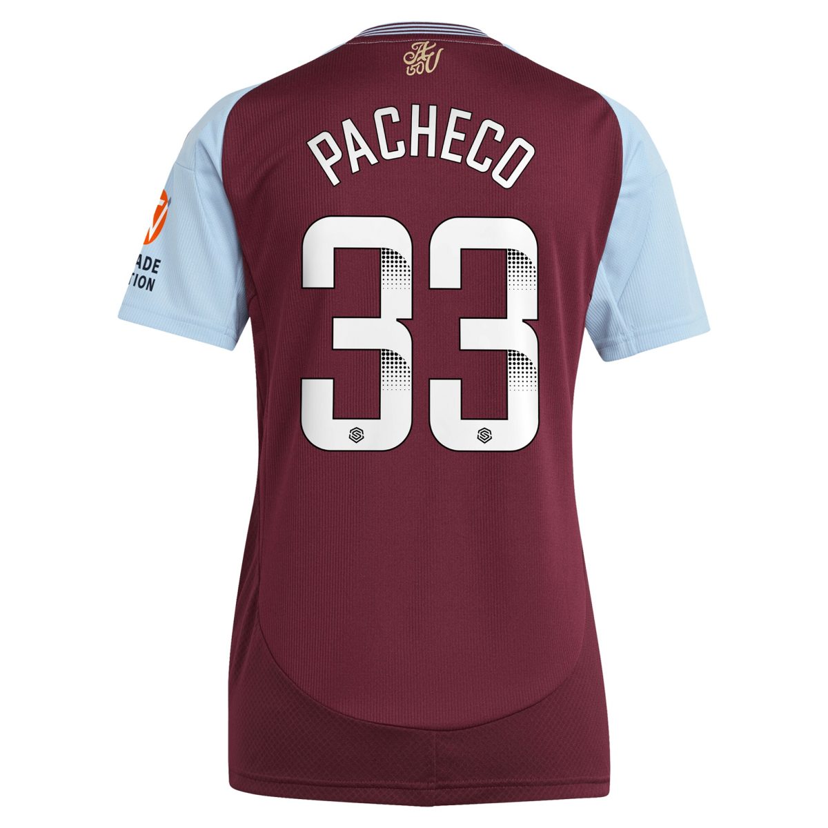 aston villa wsl adidas home shirt 2024-25 – womens with pacheco 33 printing Collection | Official Aston Villa Shirts