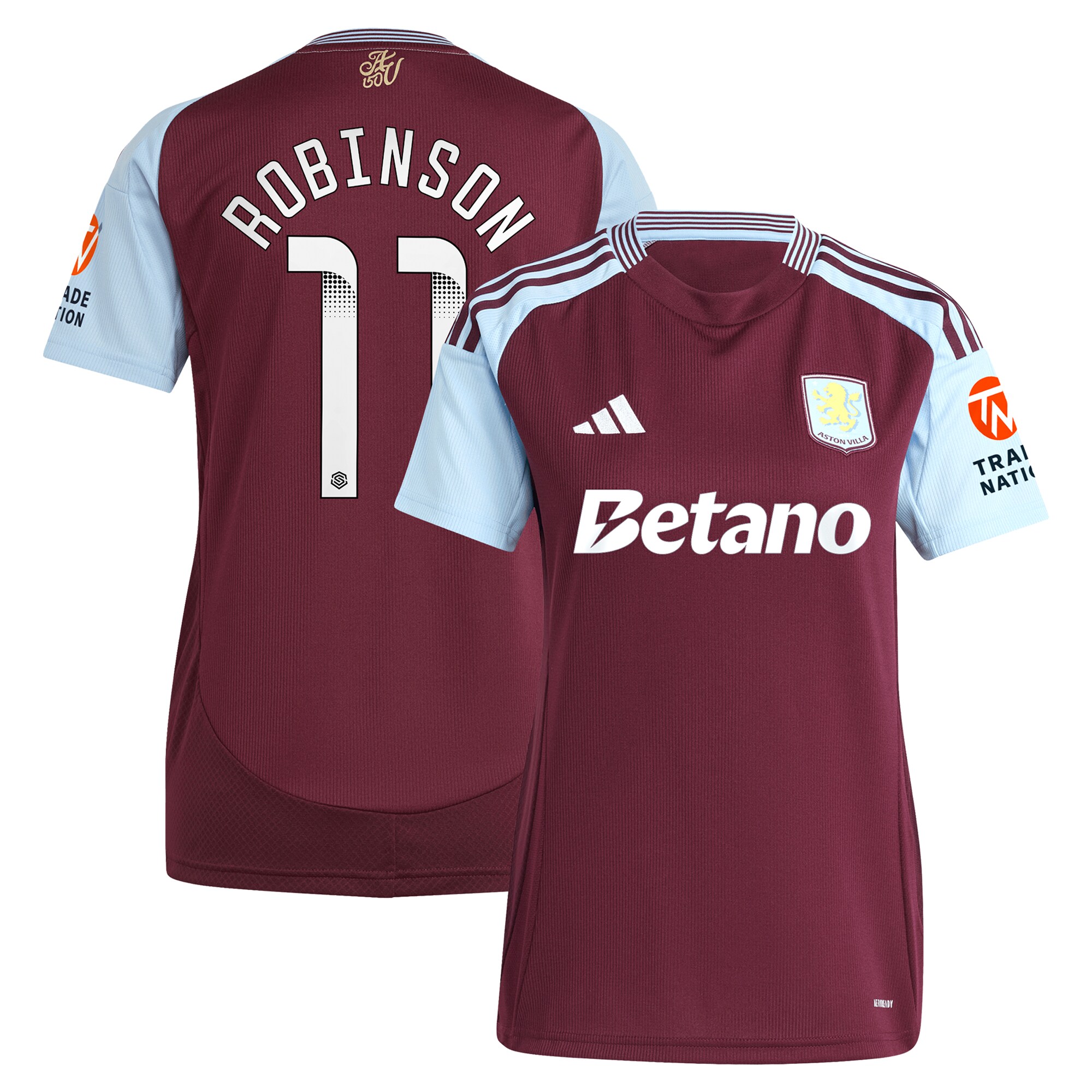 aston villa wsl adidas home shirt 2024-25 – womens with robinson 11 printing Collection | Official Aston Villa Shirts