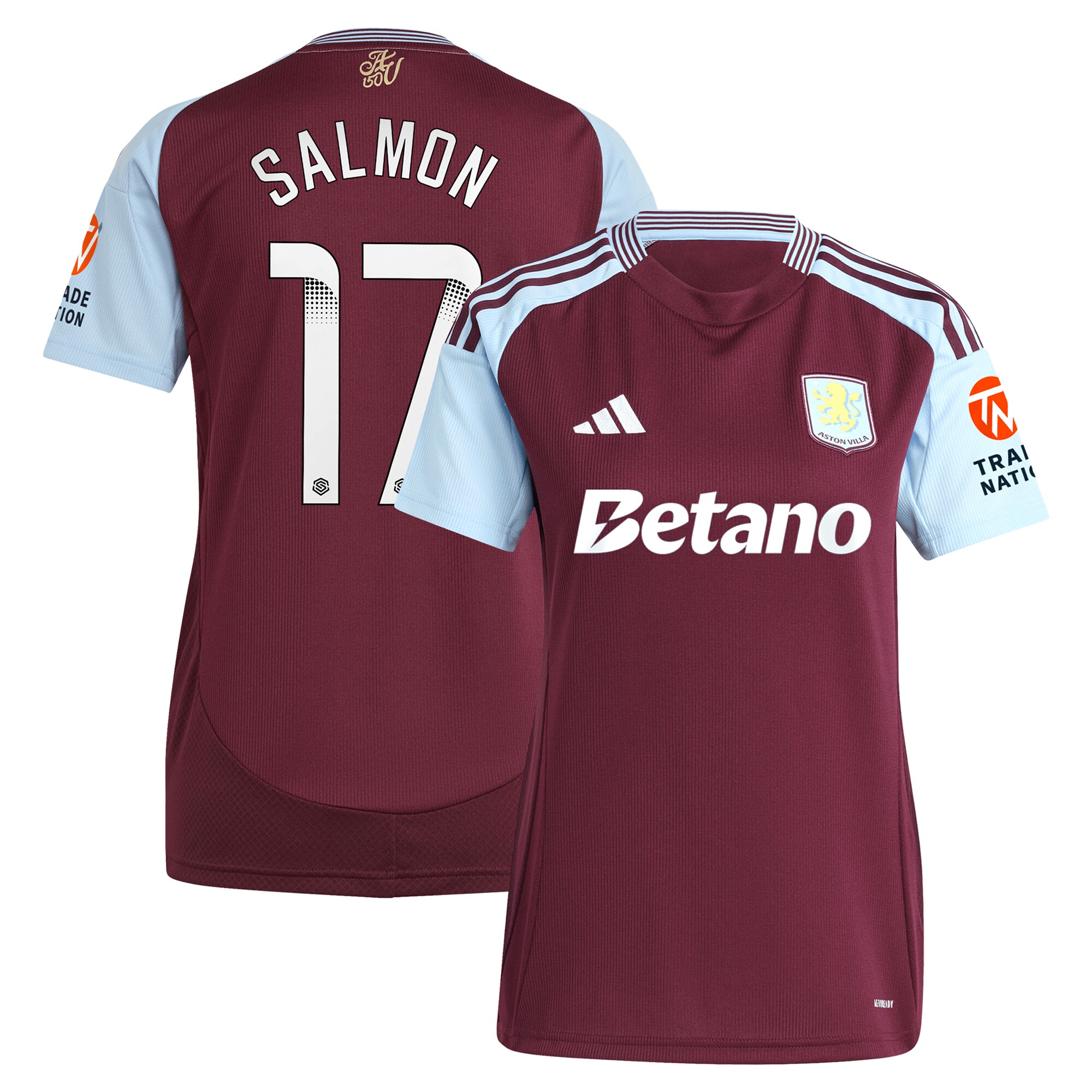 aston villa wsl adidas home shirt 2024-25 – womens with salmon 17 printing Collection | Official Aston Villa Shirts