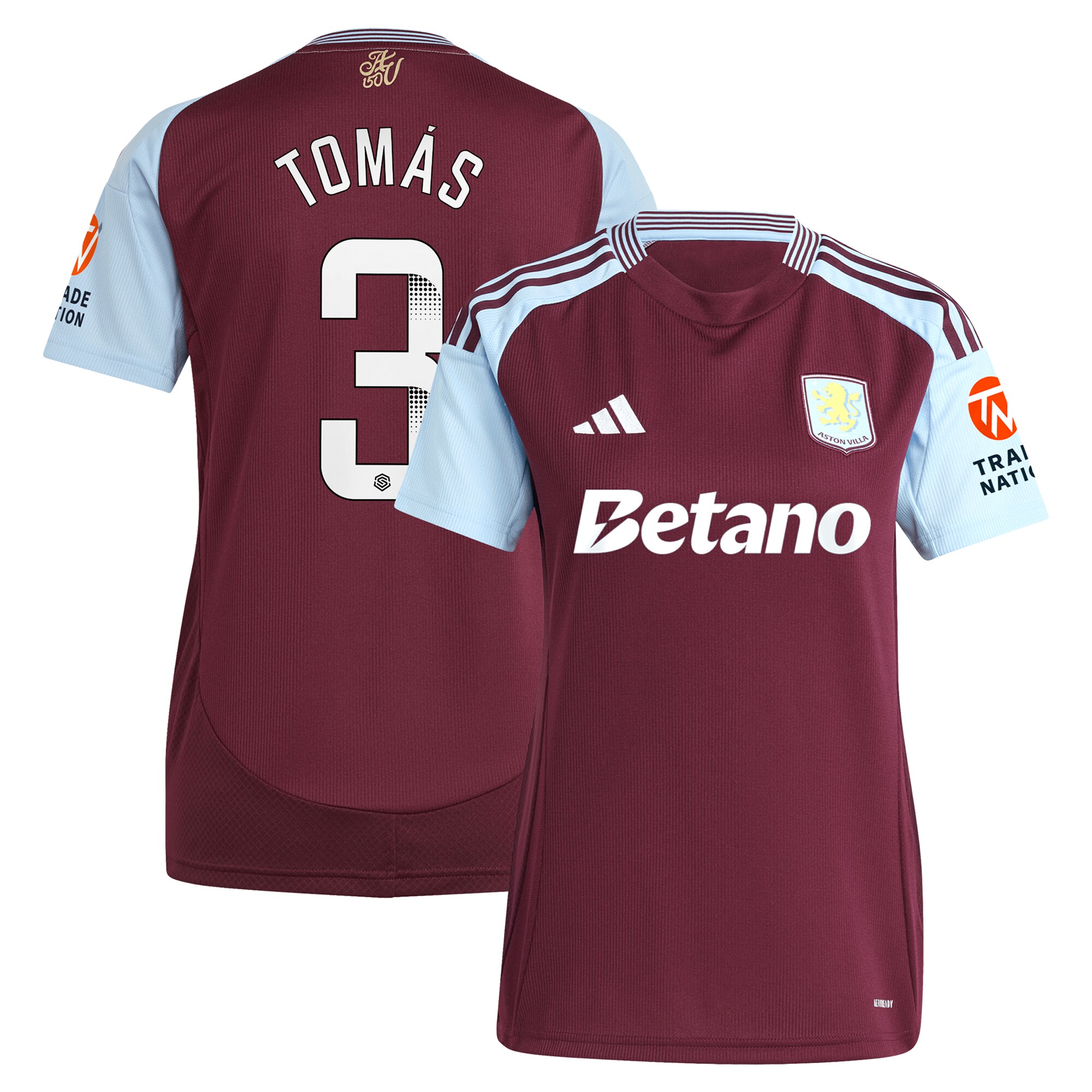 aston villa wsl adidas home shirt 2024-25 – womens with tomás 3 printing Collection | Official Aston Villa Shirts